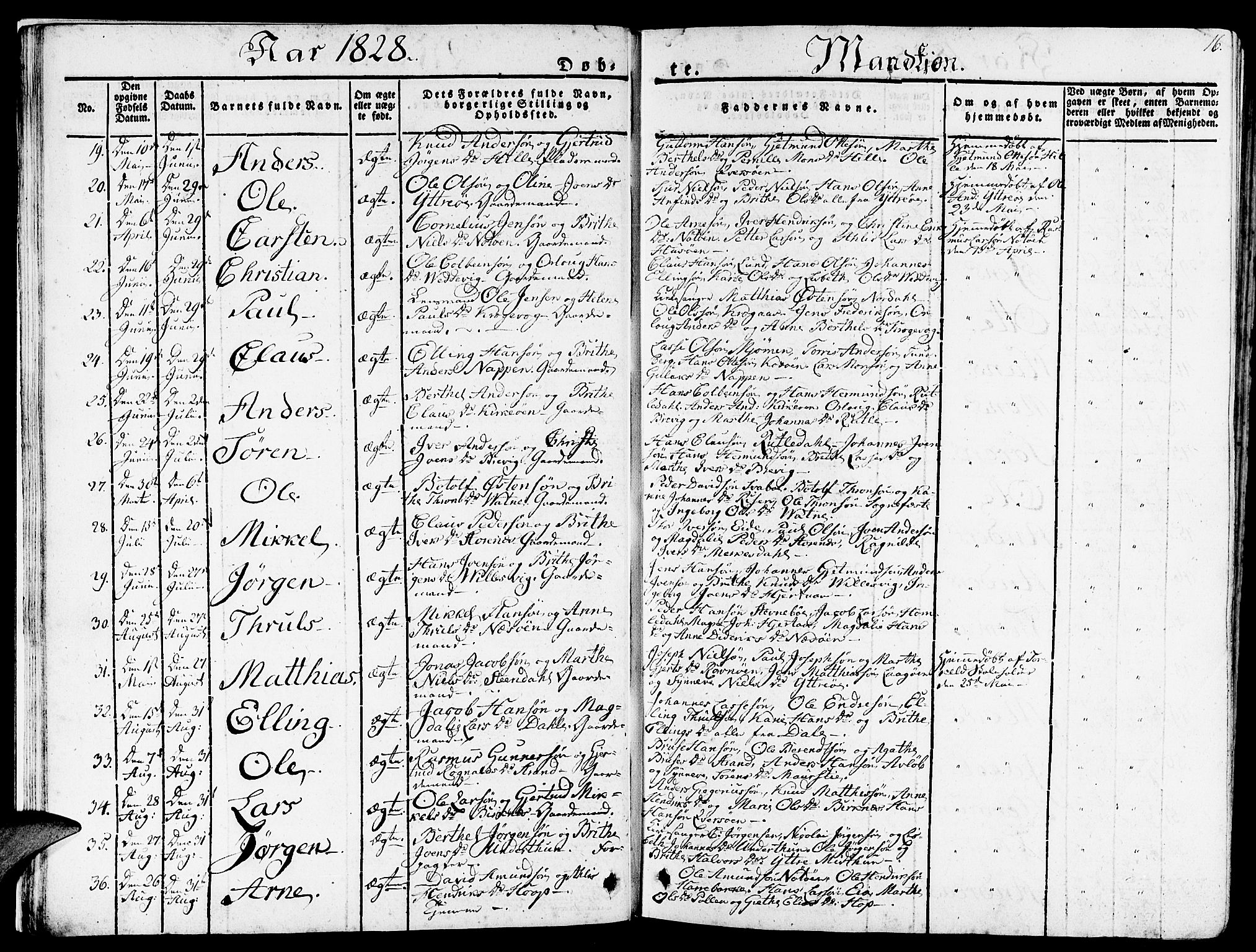 Gulen sokneprestembete, SAB/A-80201/H/Haa/Haaa/L0019: Parish register (official) no. A 19, 1826-1836, p. 16