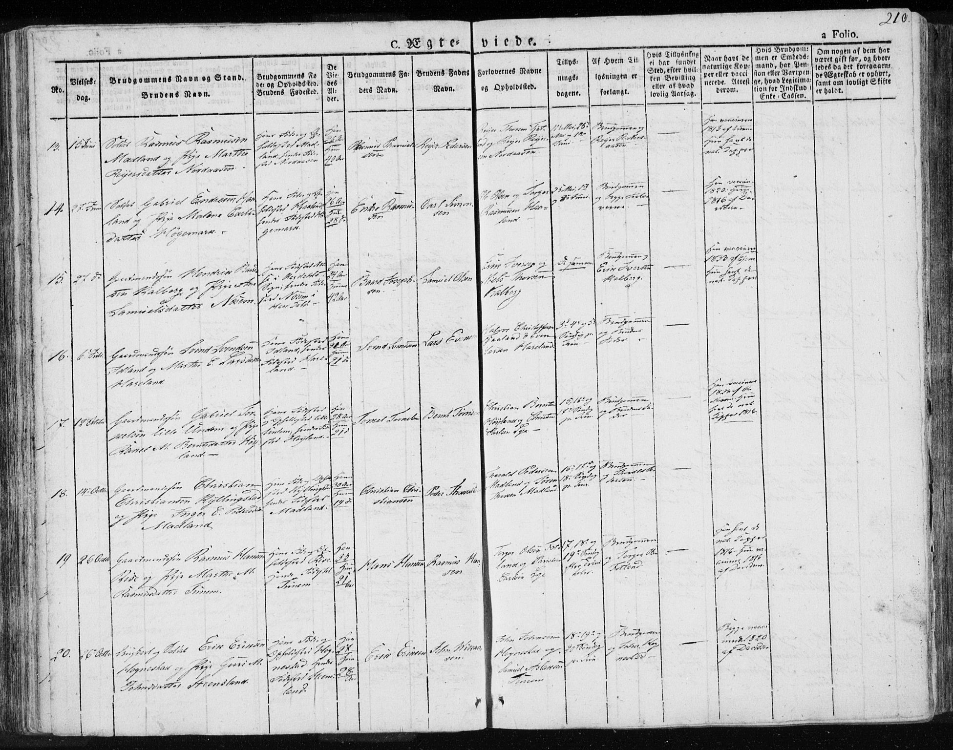 Lye sokneprestkontor, AV/SAST-A-101794/001/30BA/L0004: Parish register (official) no. A 4, 1826-1841, p. 210