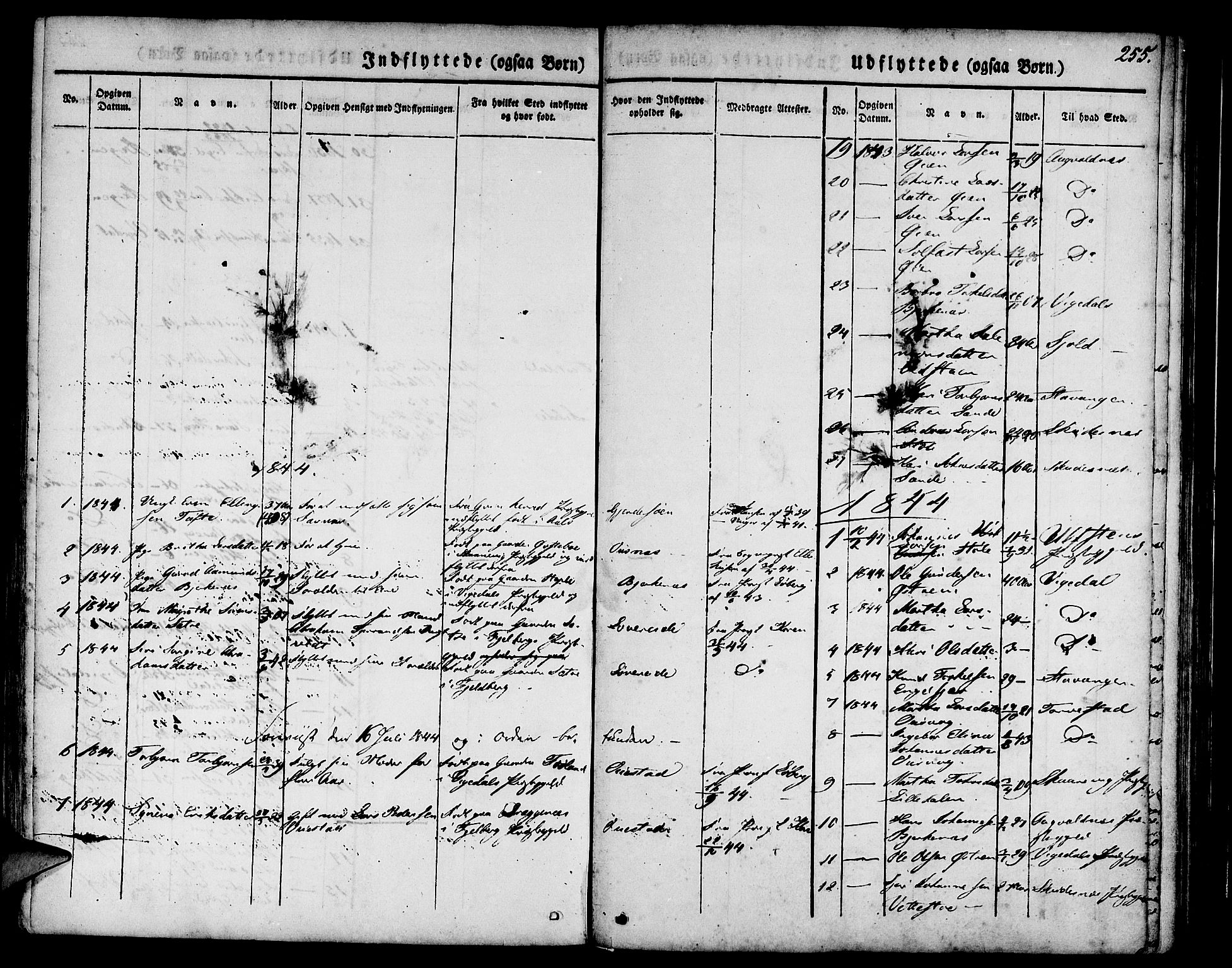 Etne sokneprestembete, SAB/A-75001/H/Haa: Parish register (official) no. A 7, 1831-1847, p. 255