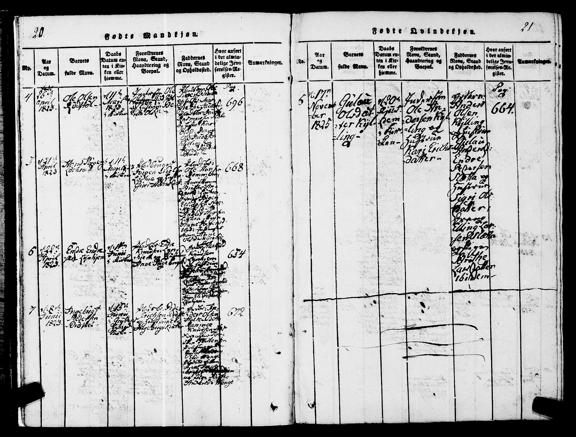 Ministerialprotokoller, klokkerbøker og fødselsregistre - Møre og Romsdal, AV/SAT-A-1454/546/L0593: Parish register (official) no. 546A01, 1818-1853, p. 20-21