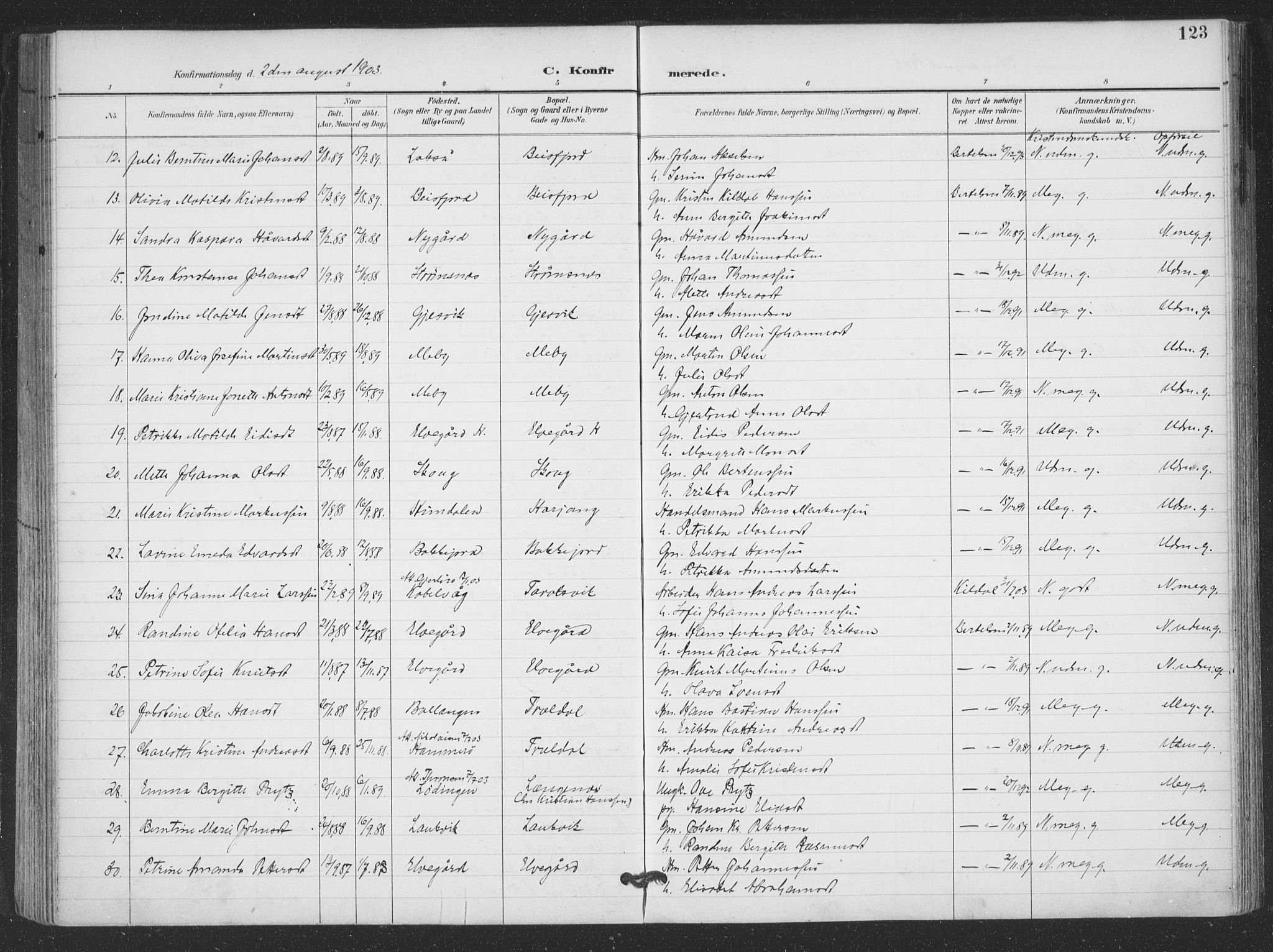 Ministerialprotokoller, klokkerbøker og fødselsregistre - Nordland, AV/SAT-A-1459/866/L0939: Parish register (official) no. 866A02, 1894-1906, p. 123