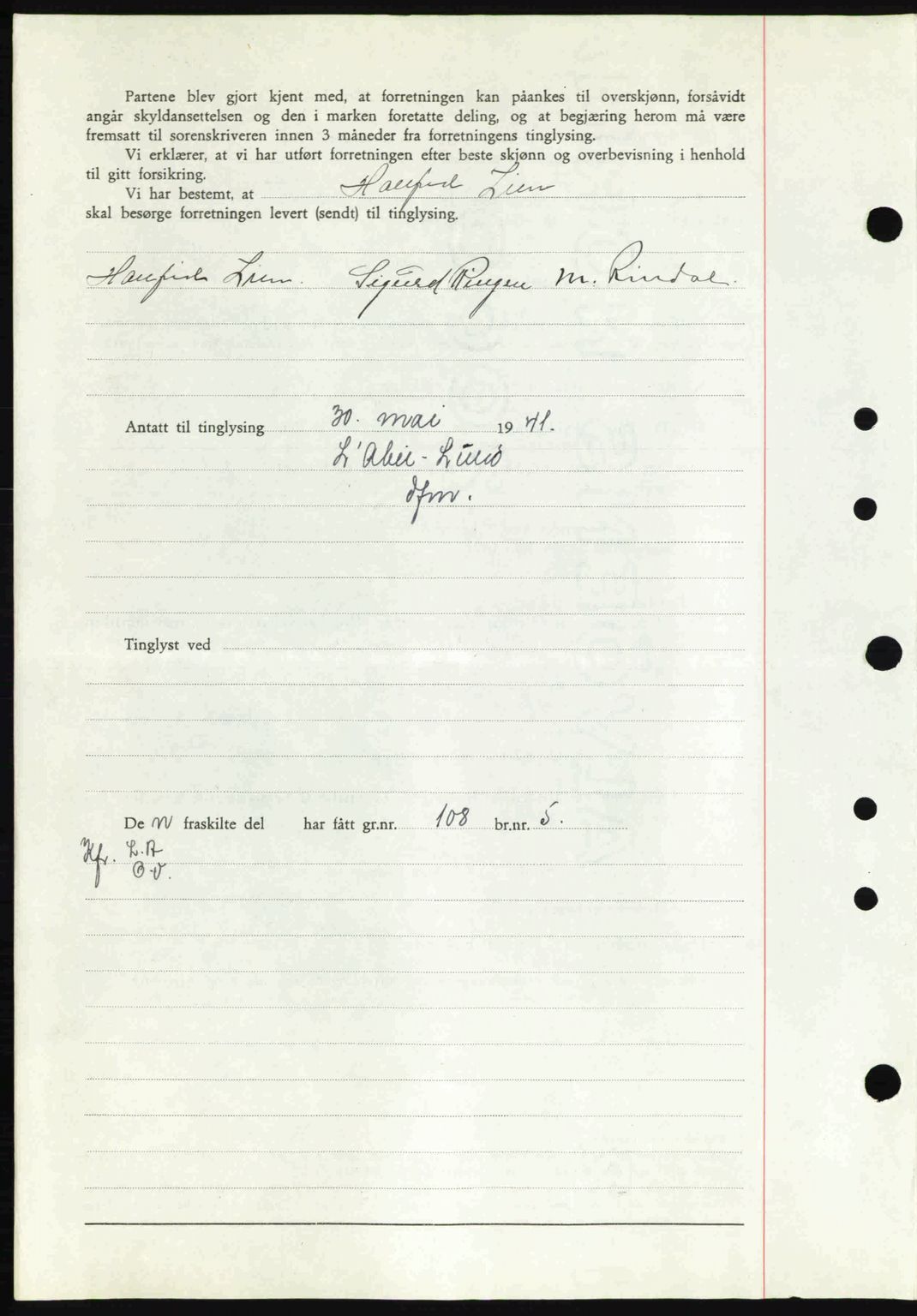 Sør-Gudbrandsdal tingrett, SAH/TING-004/H/Hb/Hbd/L0009: Mortgage book no. A9, 1941-1941, Diary no: : 920/1941