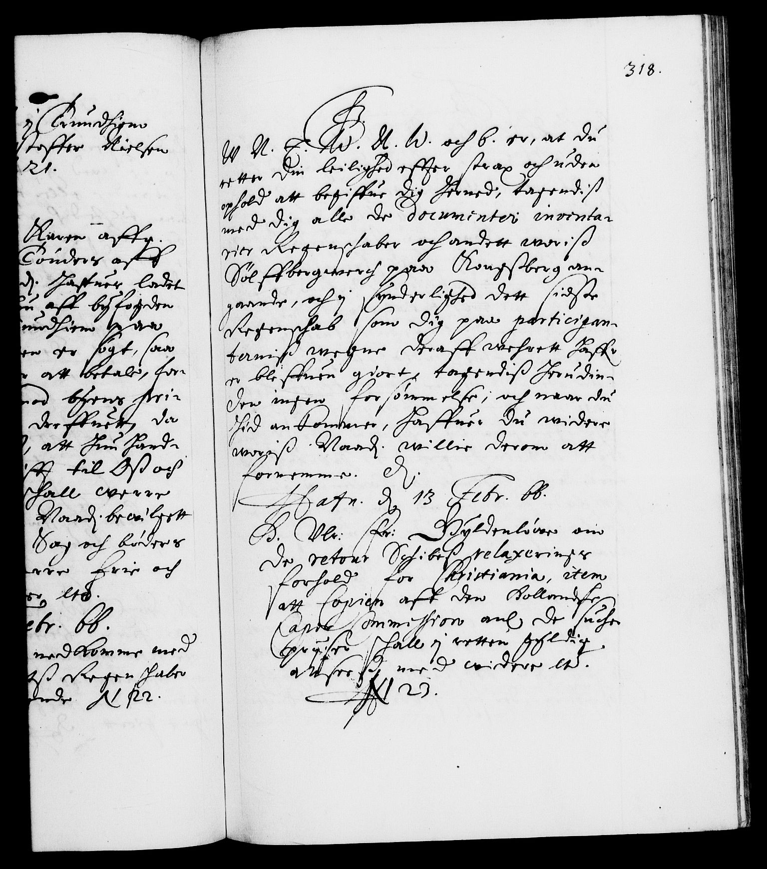 Danske Kanselli 1572-1799, AV/RA-EA-3023/F/Fc/Fca/Fcab/L0011: Norske tegnelser (mikrofilm), 1660-1670, p. 318a