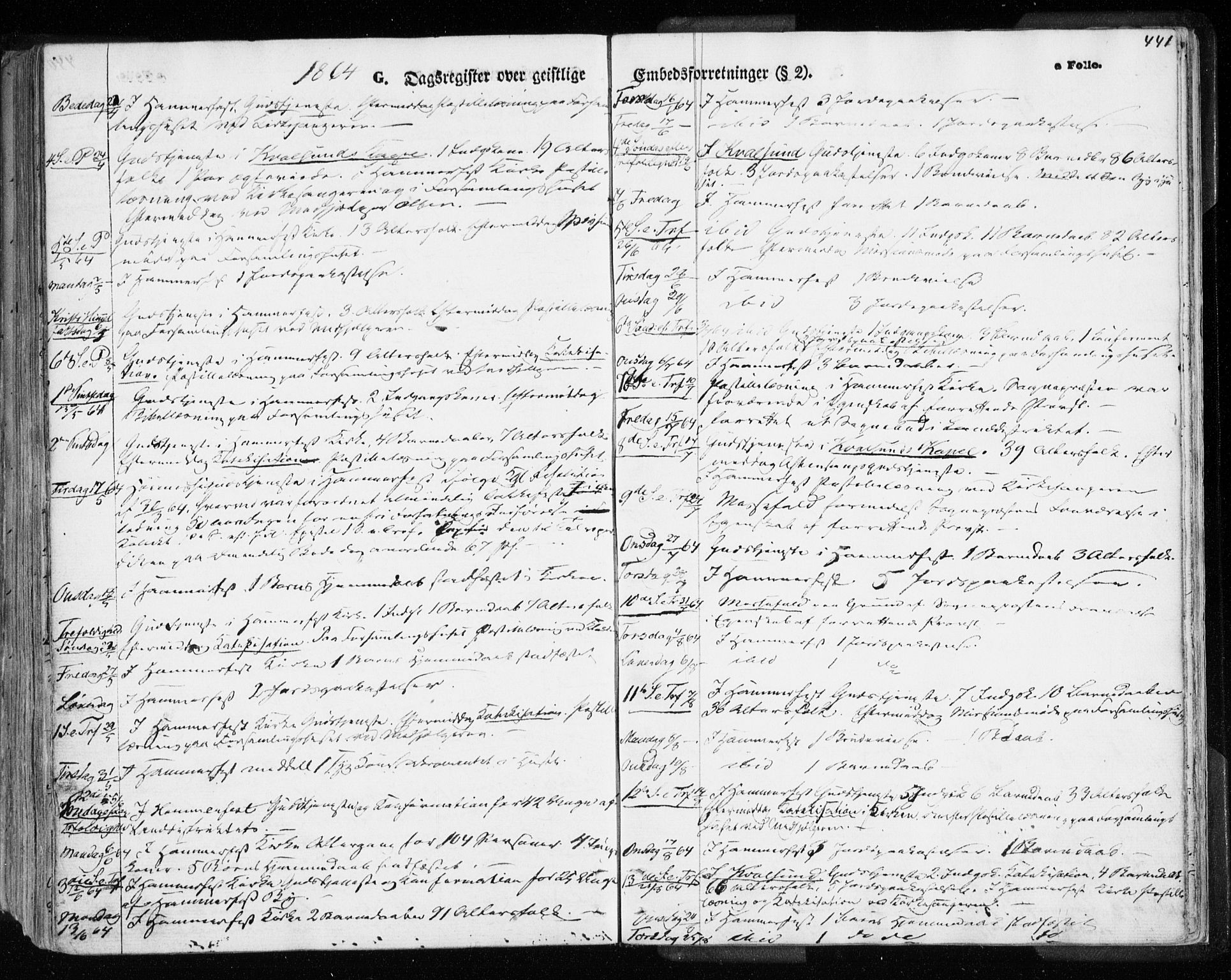 Hammerfest sokneprestkontor, SATØ/S-1347/H/Ha/L0005.kirke: Parish register (official) no. 5, 1857-1869, p. 441
