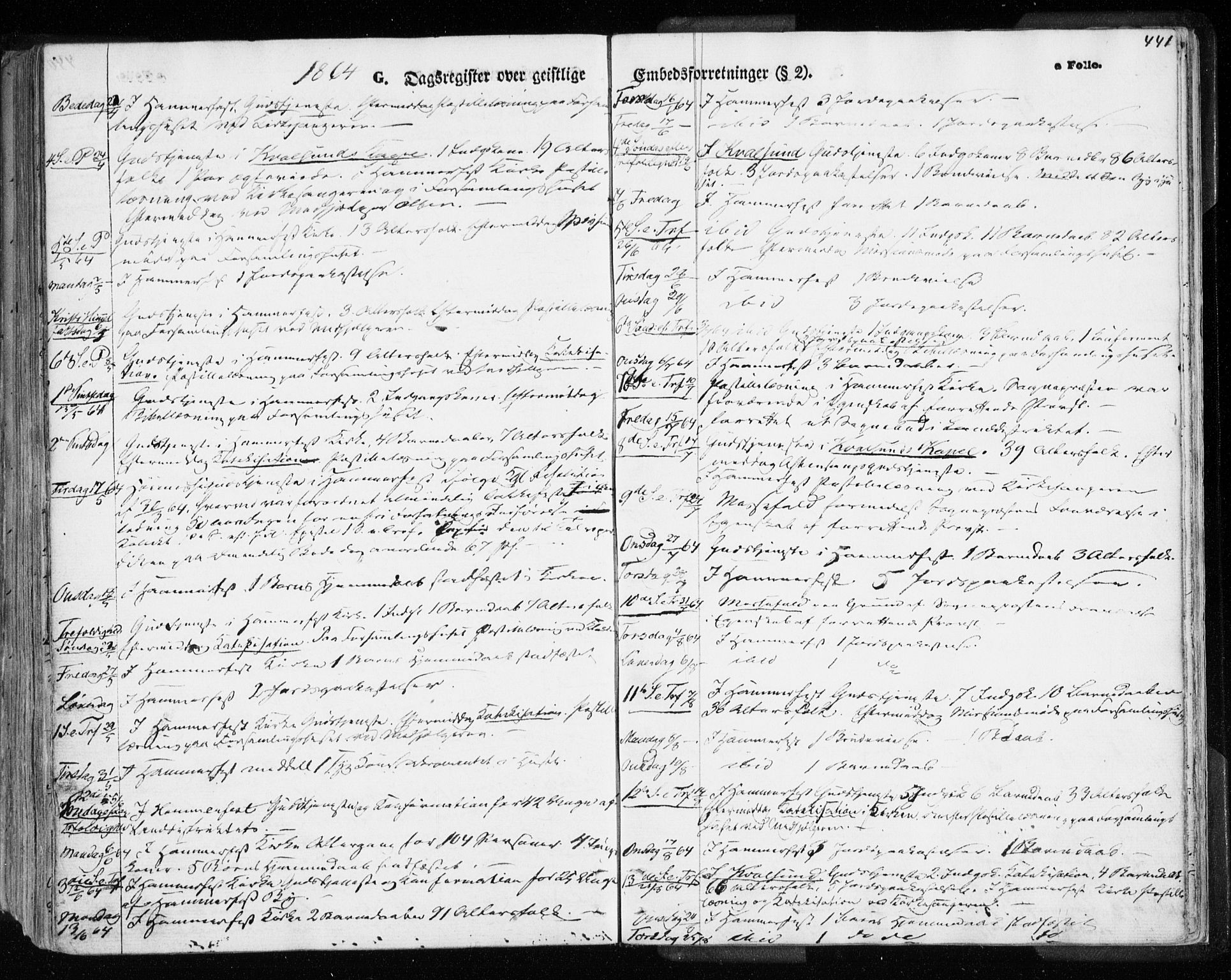 Hammerfest sokneprestkontor, AV/SATØ-S-1347/H/Ha/L0005.kirke: Parish register (official) no. 5, 1857-1869, p. 441