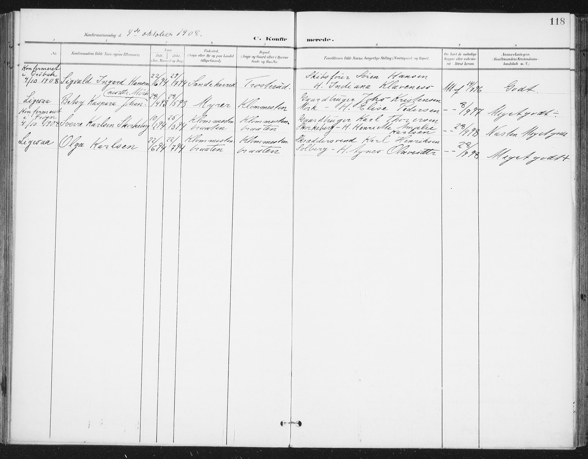 Ås prestekontor Kirkebøker, SAO/A-10894/F/Fa/L0010: Parish register (official) no. I 10, 1900-1918, p. 118