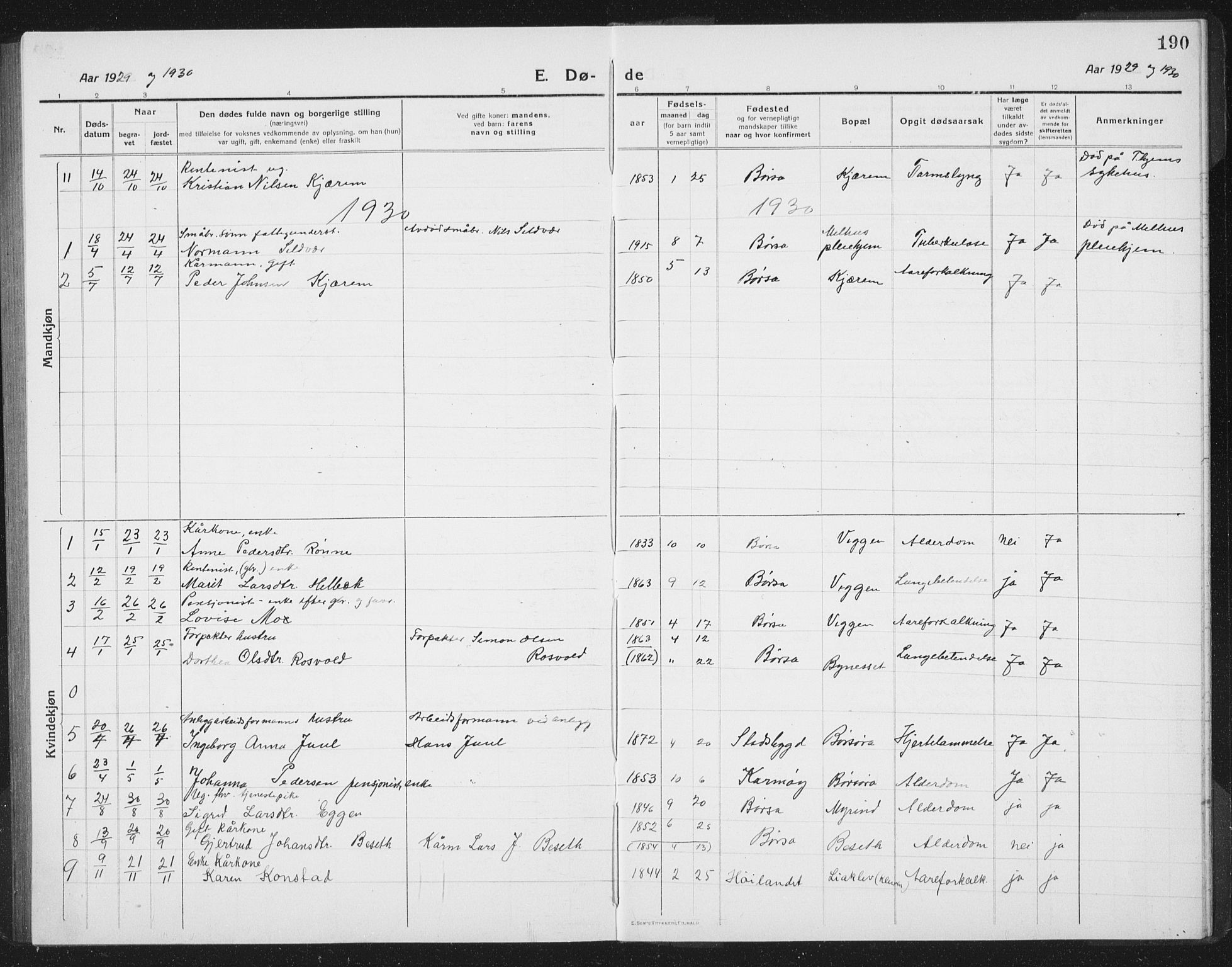 Ministerialprotokoller, klokkerbøker og fødselsregistre - Sør-Trøndelag, AV/SAT-A-1456/665/L0778: Parish register (copy) no. 665C03, 1916-1938, p. 190