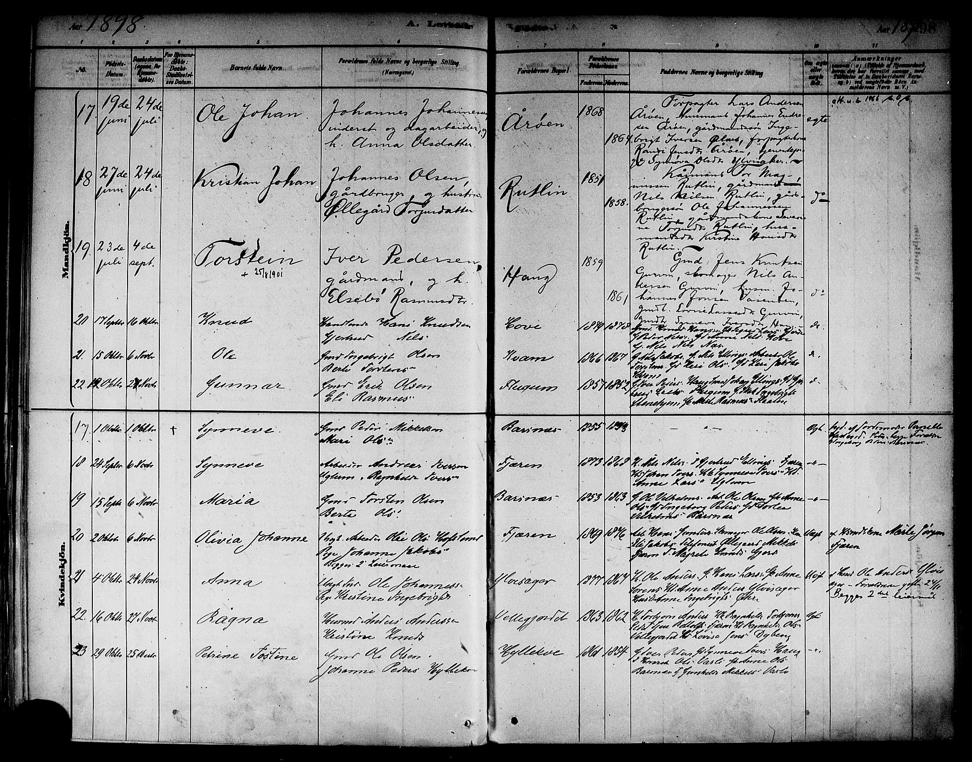 Sogndal sokneprestembete, AV/SAB-A-81301/H/Haa/Haab/L0001: Parish register (official) no. B 1, 1878-1899, p. 98