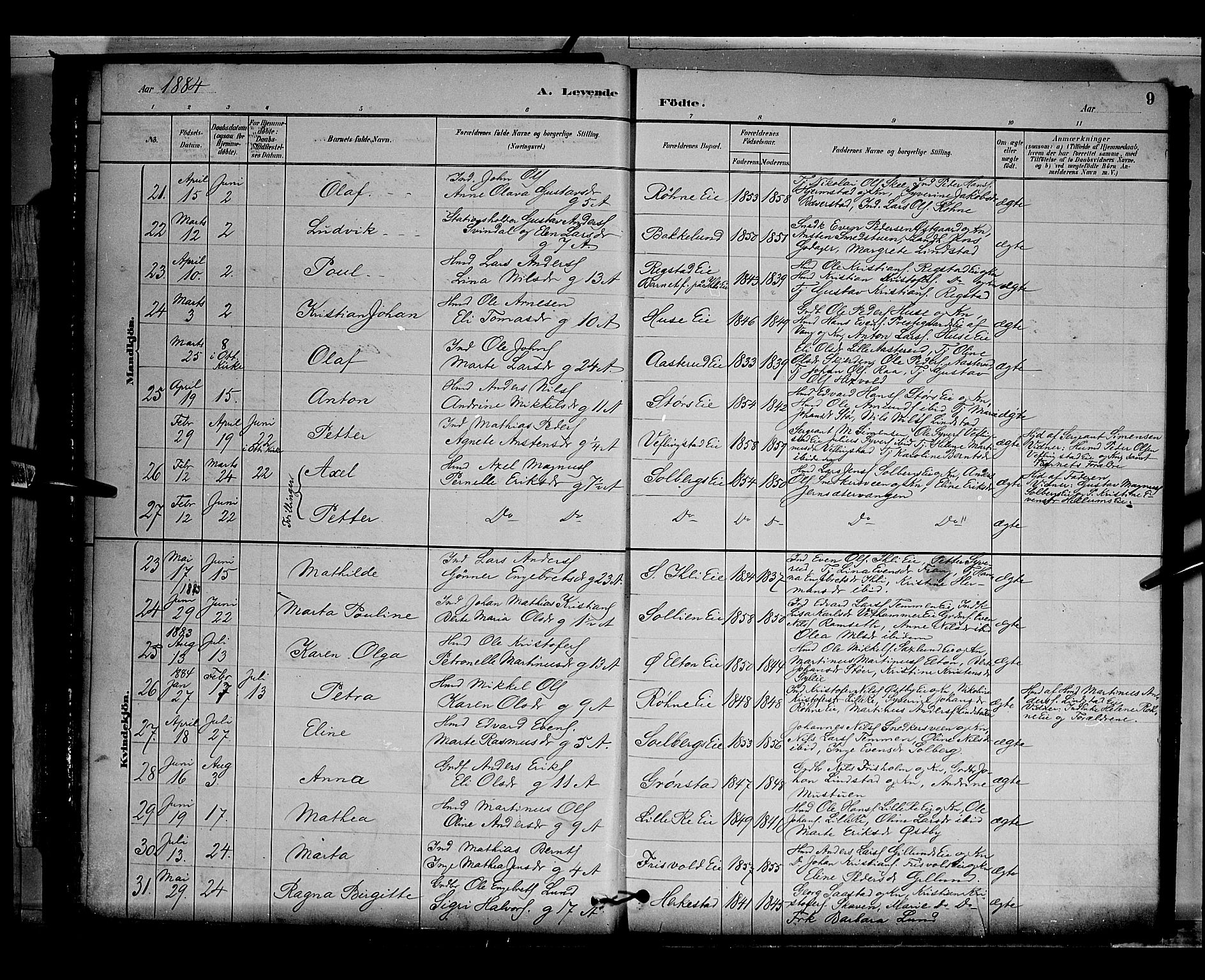 Stange prestekontor, AV/SAH-PREST-002/L/L0009: Parish register (copy) no. 9, 1883-1899, p. 9