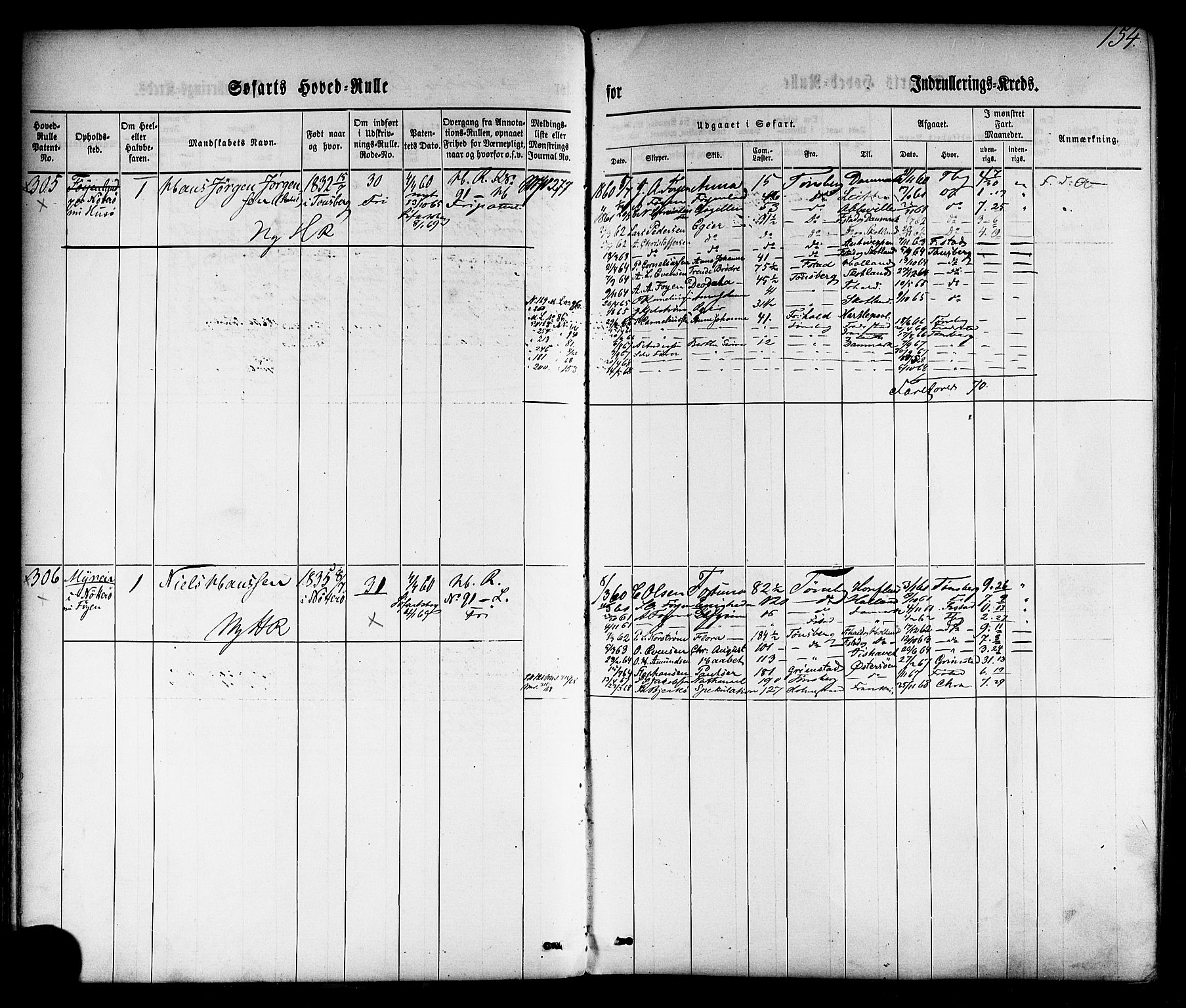 Tønsberg innrulleringskontor, AV/SAKO-A-786/F/Fc/Fca/L0001: Hovedrulle Patent nr. 1-1428, 1860-1861, p. 193