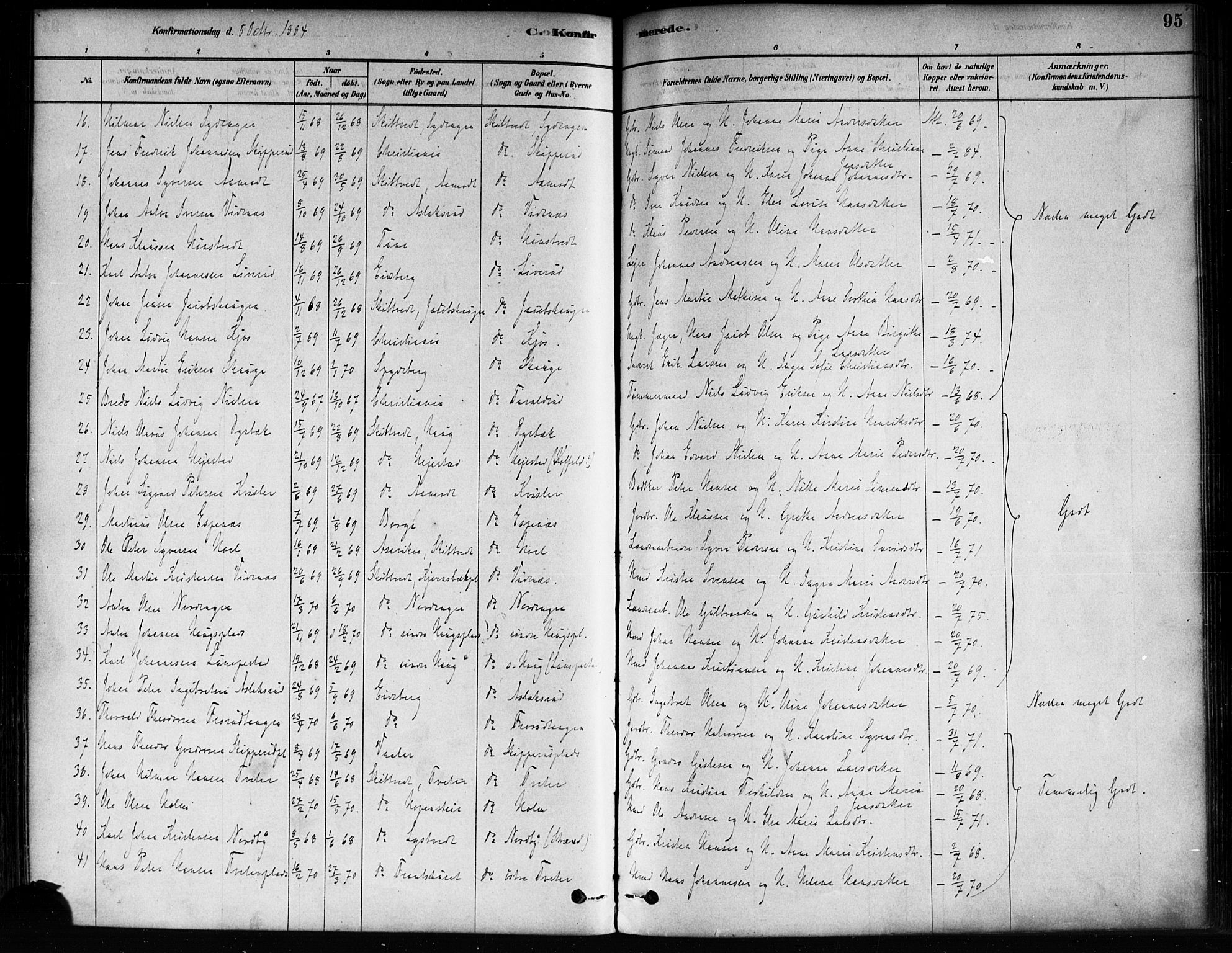 Skiptvet prestekontor Kirkebøker, AV/SAO-A-20009/F/Fa/L0009: Parish register (official) no. 9, 1878-1900, p. 95