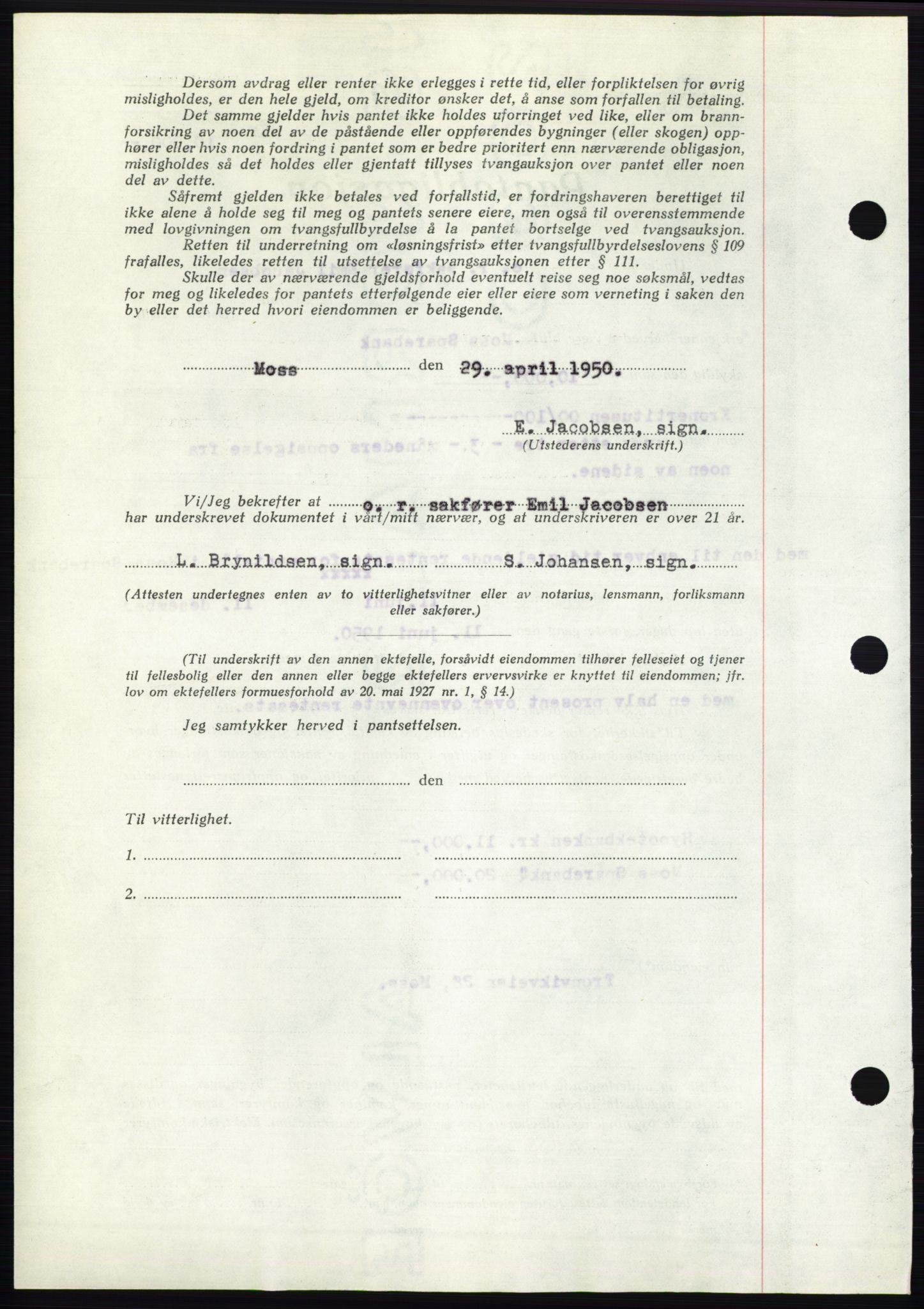 Moss sorenskriveri, AV/SAO-A-10168: Mortgage book no. B24, 1950-1950, Diary no: : 1323/1950