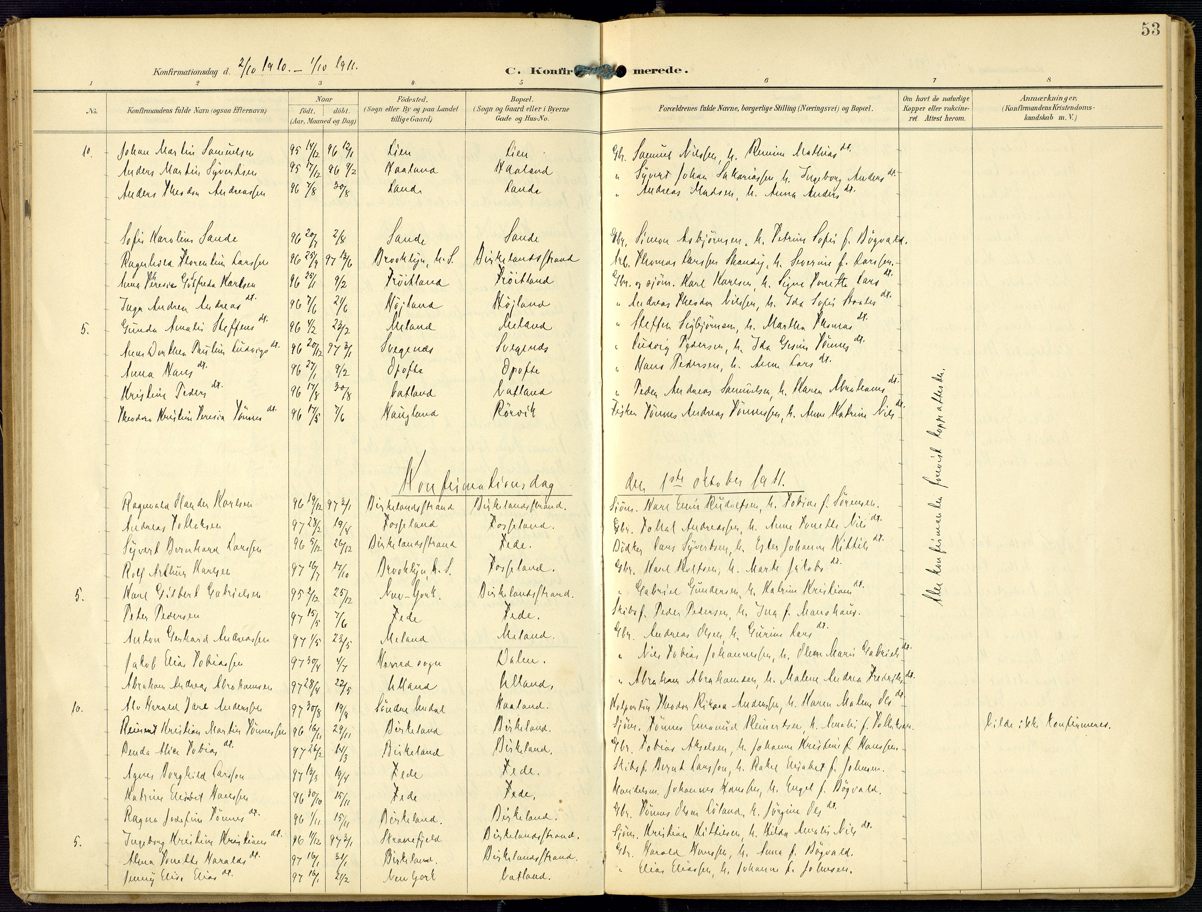 Kvinesdal sokneprestkontor, SAK/1111-0026/F/Fa/Faa/L0005: Parish register (official) no. A 5, 1898-1915, p. 53