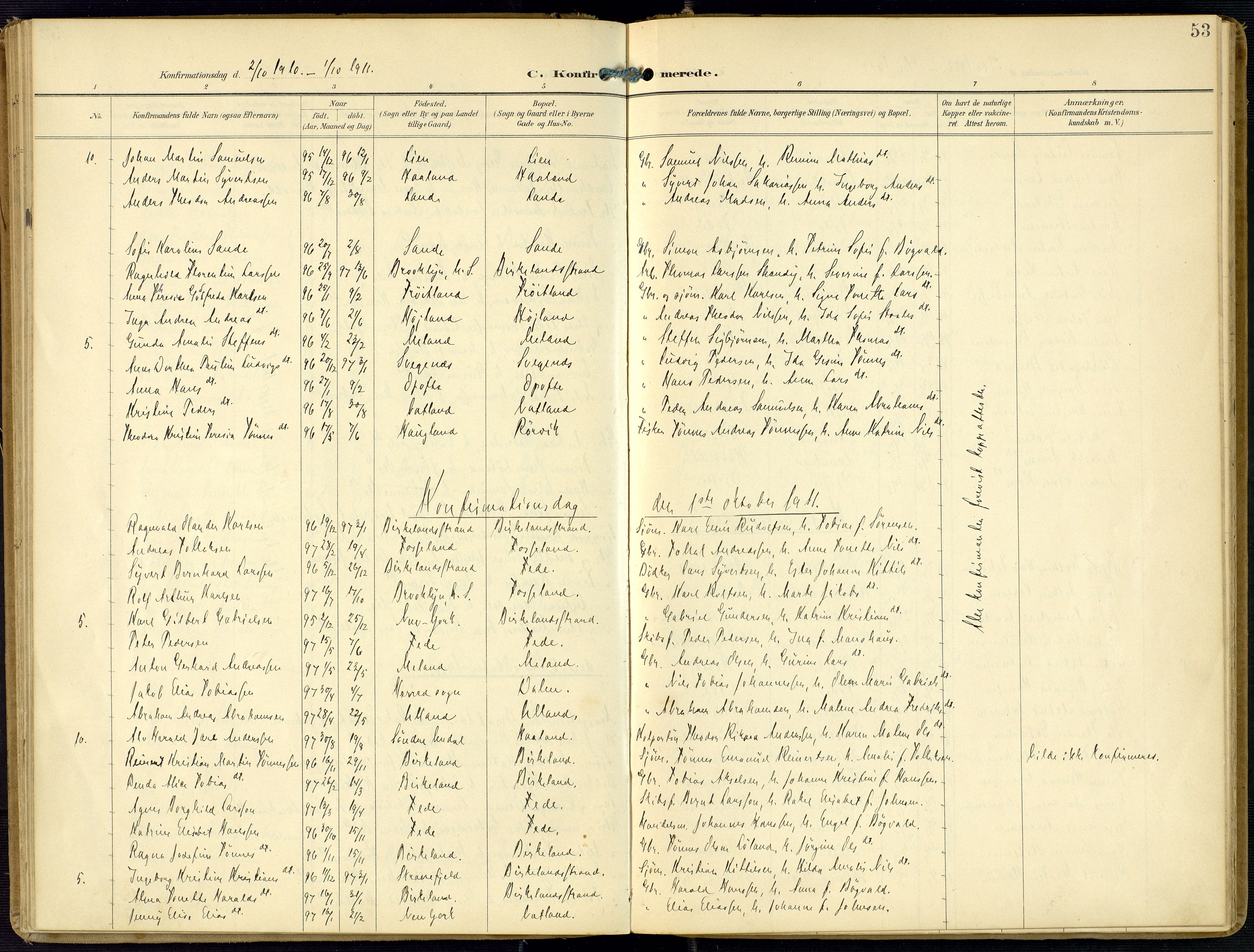 Kvinesdal sokneprestkontor, AV/SAK-1111-0026/F/Fa/Faa/L0005: Parish register (official) no. A 5, 1898-1915, p. 53