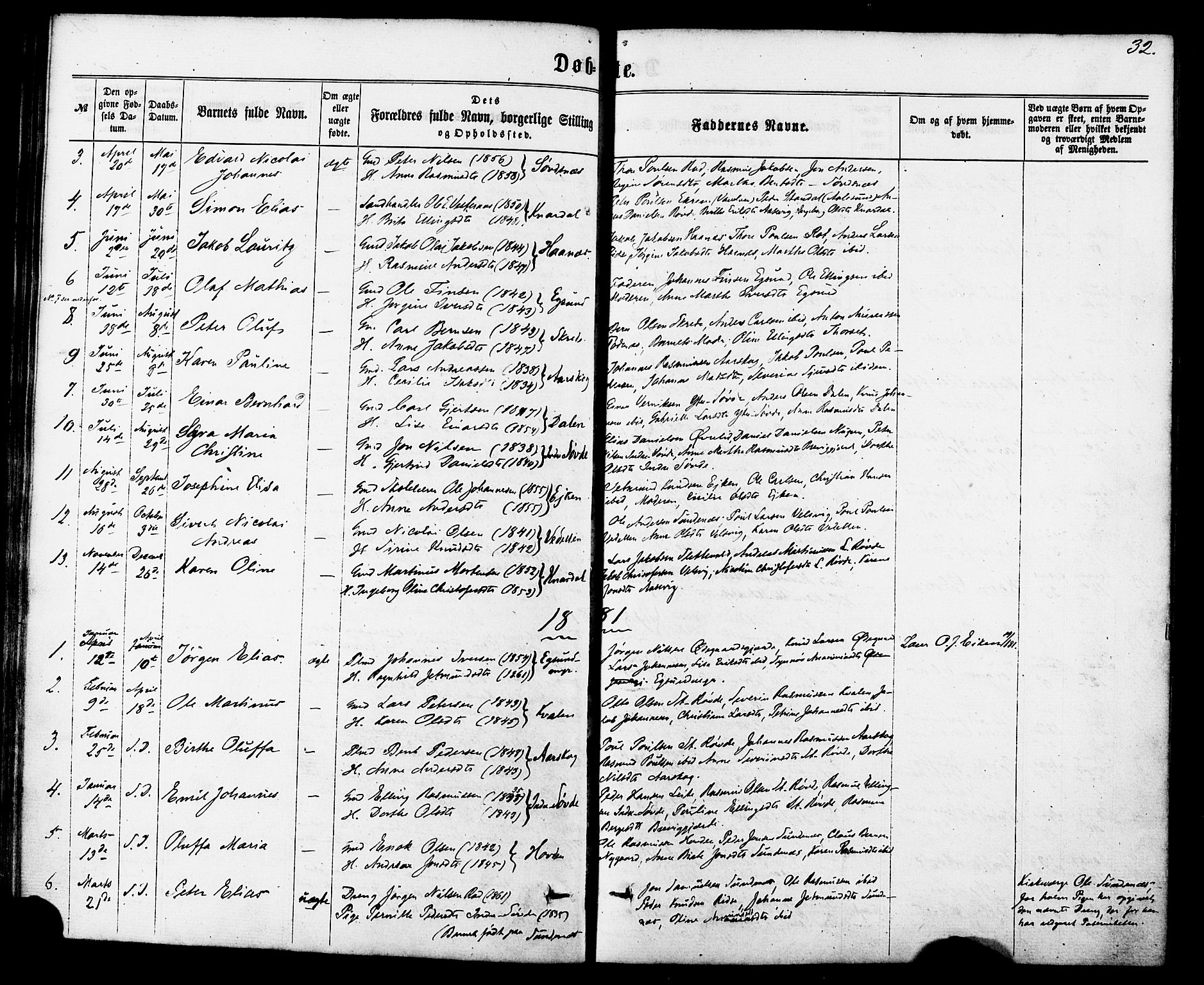 Ministerialprotokoller, klokkerbøker og fødselsregistre - Møre og Romsdal, SAT/A-1454/504/L0055: Parish register (official) no. 504A02, 1861-1884, p. 32