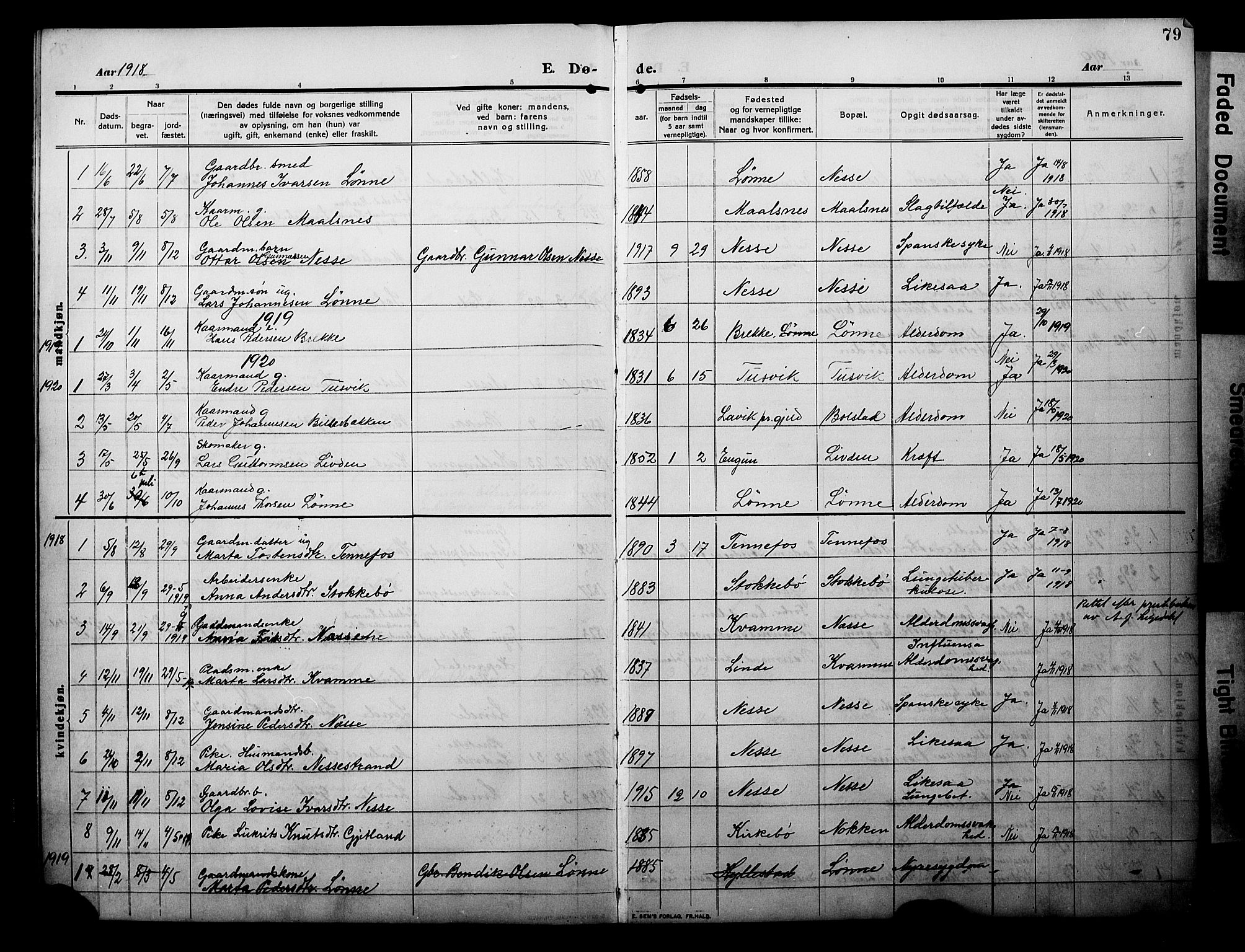 Balestrand sokneprestembete, AV/SAB-A-79601/H/Hab/Habc/L0004: Parish register (copy) no. C 4, 1909-1929, p. 79