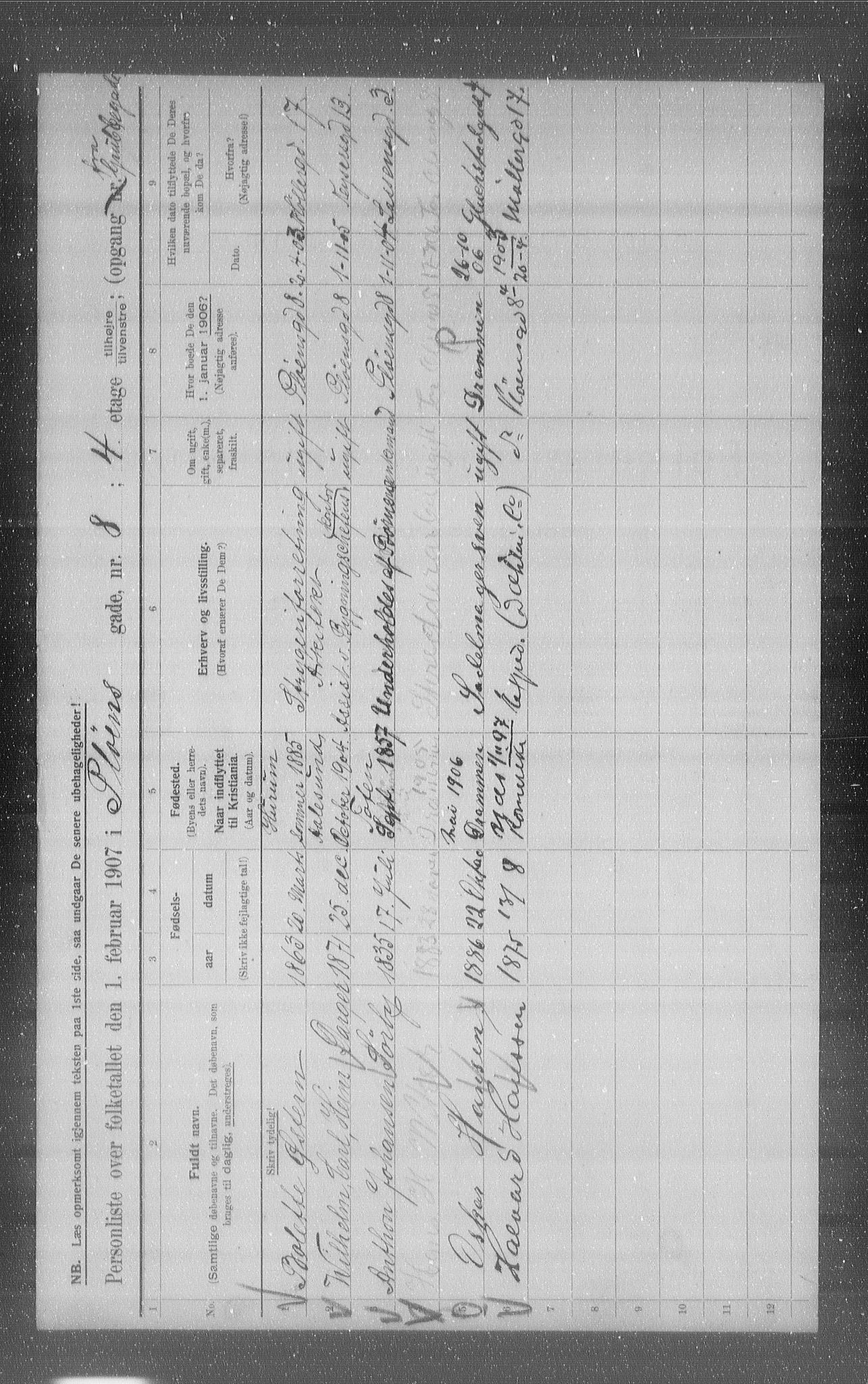 OBA, Municipal Census 1907 for Kristiania, 1907, p. 41428