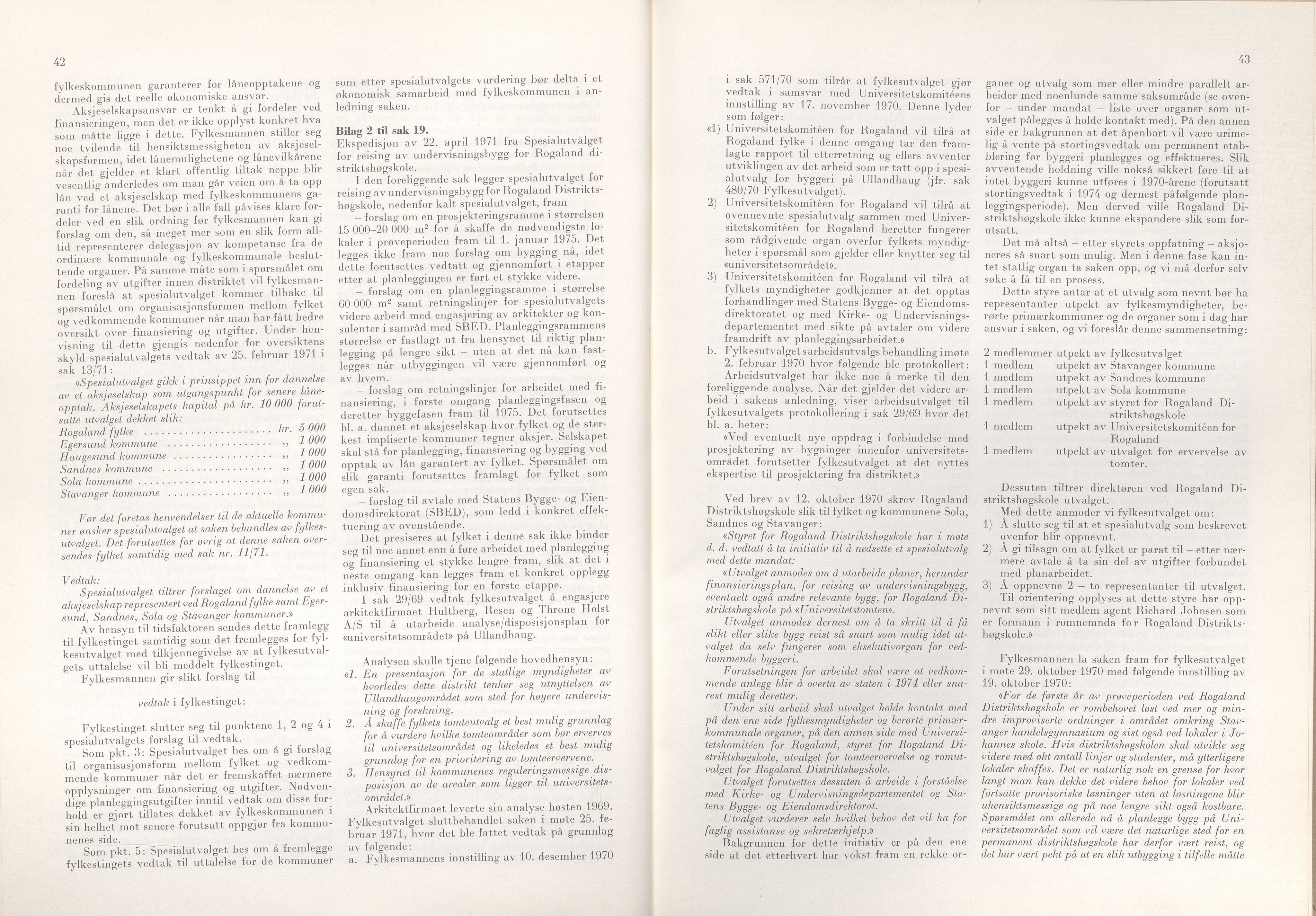 Rogaland fylkeskommune - Fylkesrådmannen , IKAR/A-900/A/Aa/Aaa/L0091: Møtebok , 1971, p. 42-43