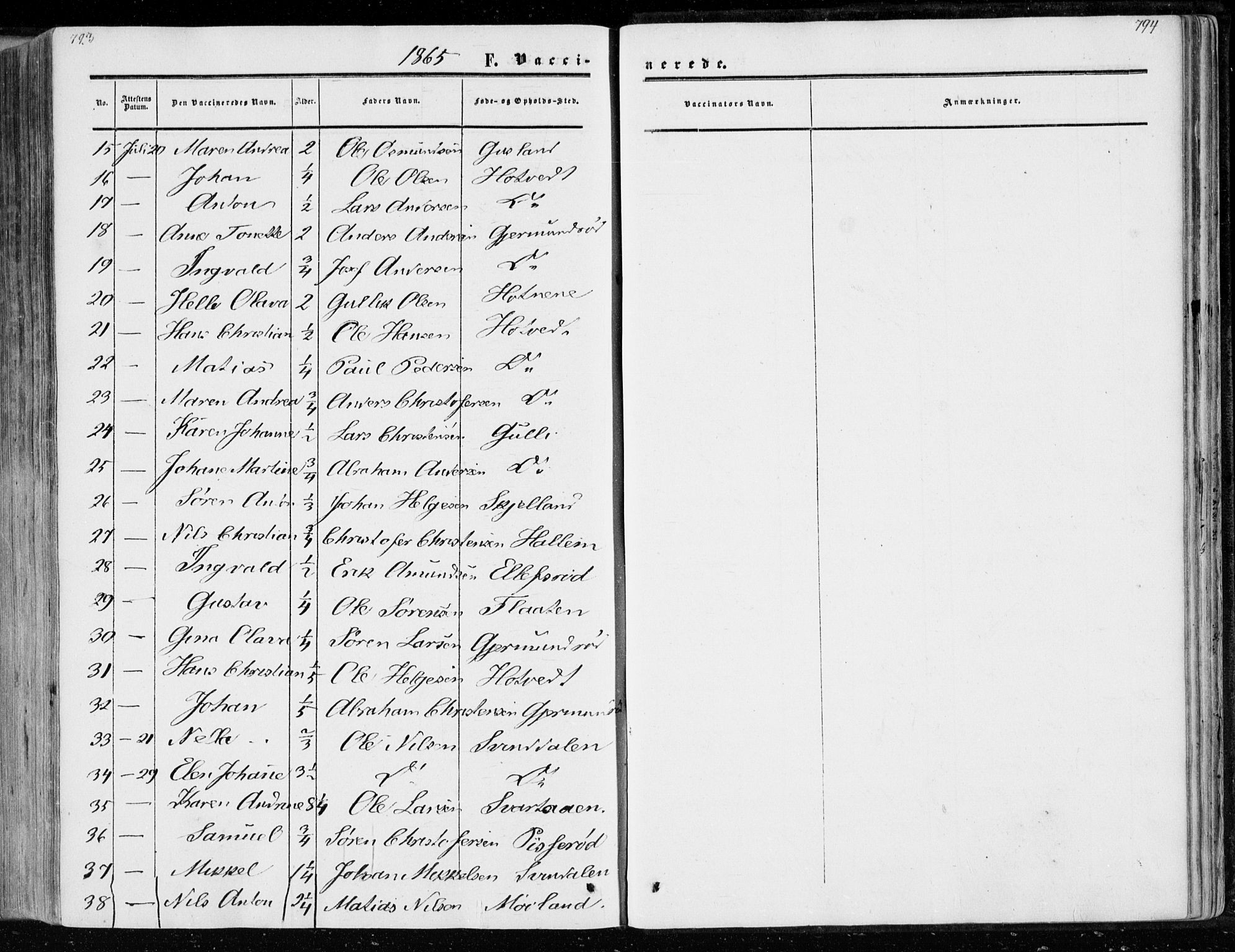 Andebu kirkebøker, AV/SAKO-A-336/F/Fa/L0005: Parish register (official) no. 5, 1857-1870, p. 793-794