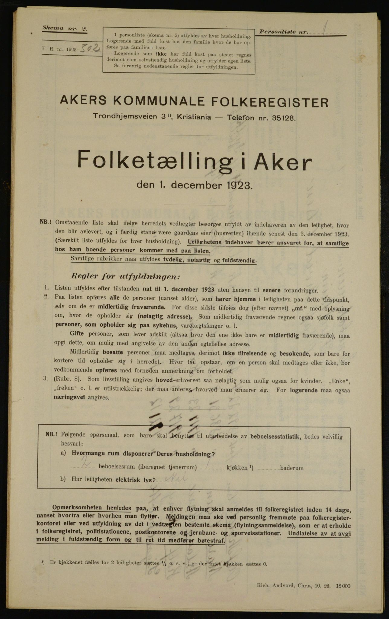 , Municipal Census 1923 for Aker, 1923, p. 38468