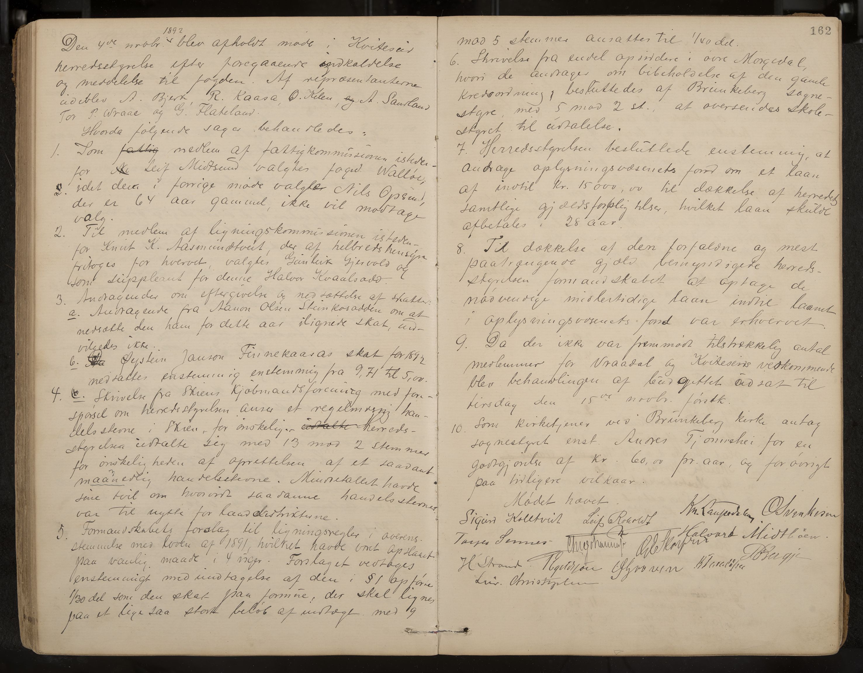 Kviteseid formannskap og sentraladministrasjon, IKAK/0829021/A/Aa/L0003: Møtebok, 1885-1896, p. 162