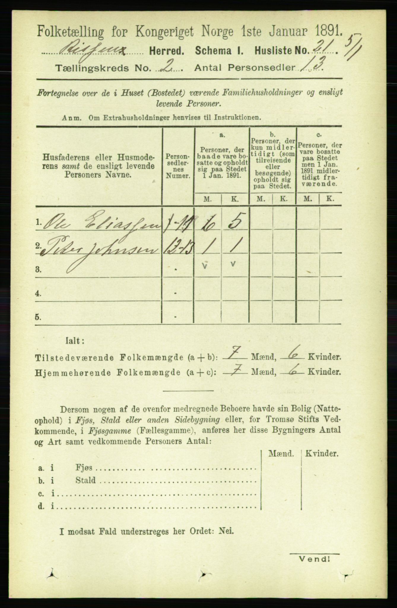 RA, 1891 census for 1624 Rissa, 1891, p. 1085