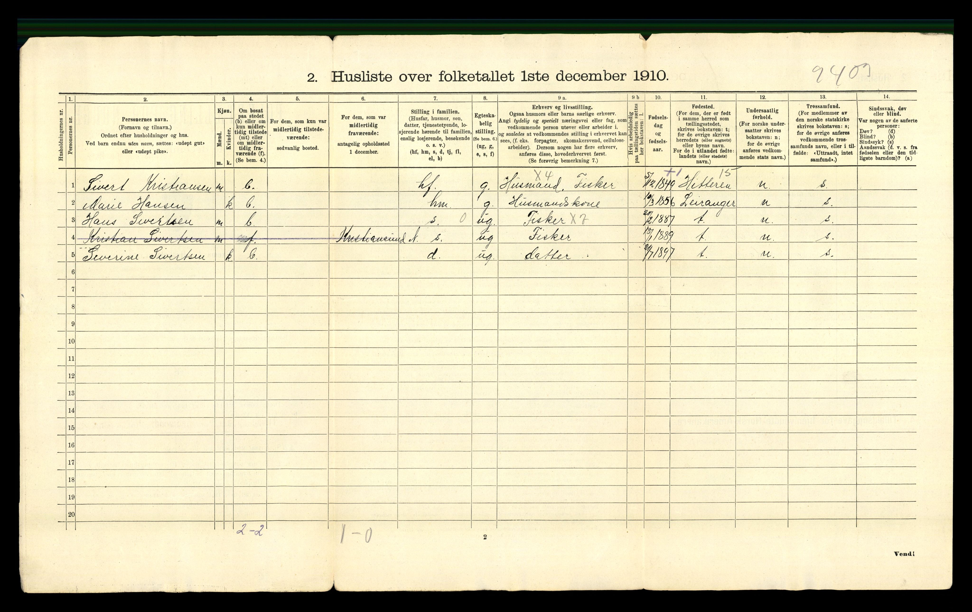 RA, 1910 census for Steigen, 1910, p. 40