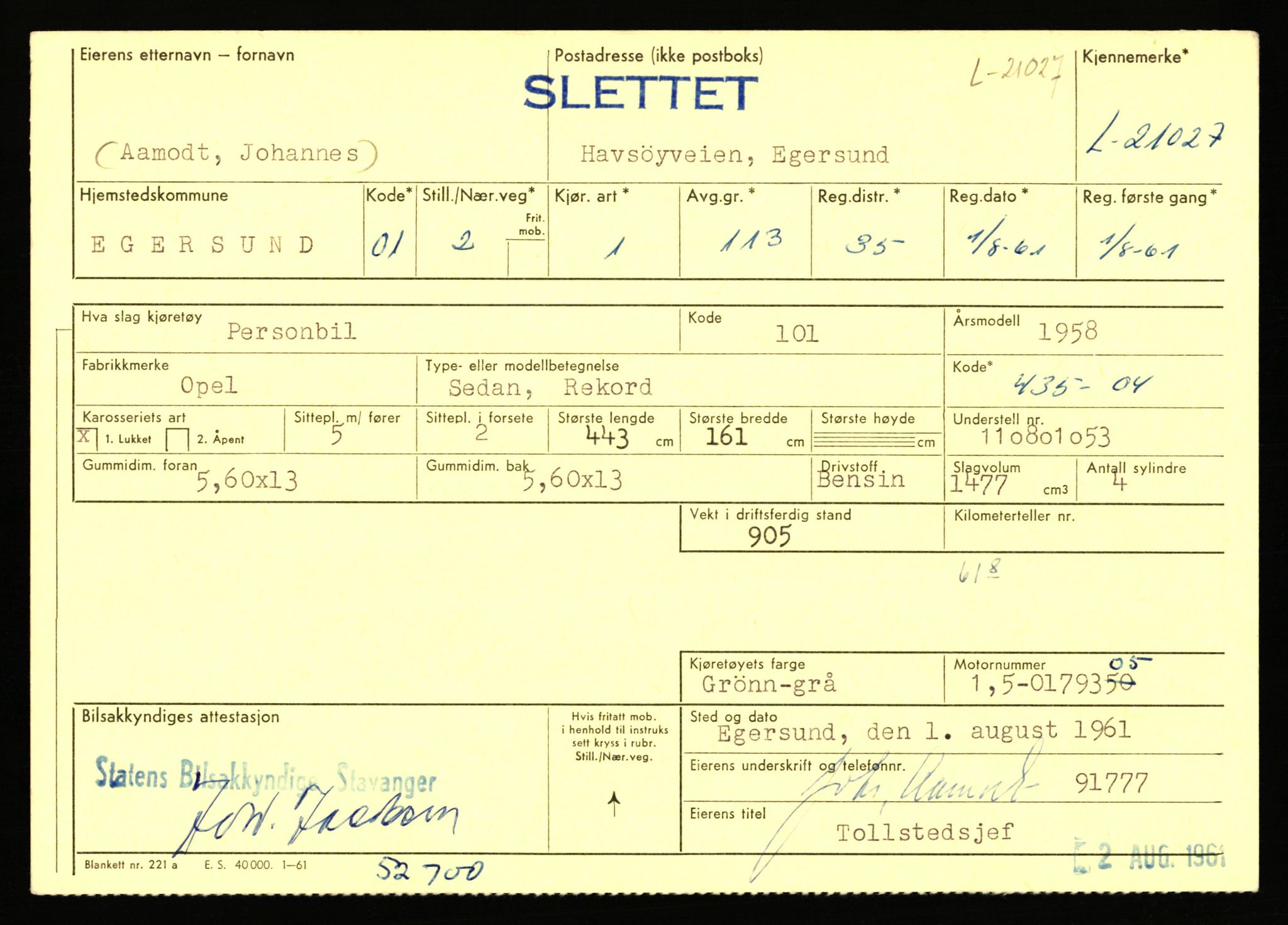 Stavanger trafikkstasjon, AV/SAST-A-101942/0/F/L0037: L-20500 - L-21499, 1930-1971, p. 1573