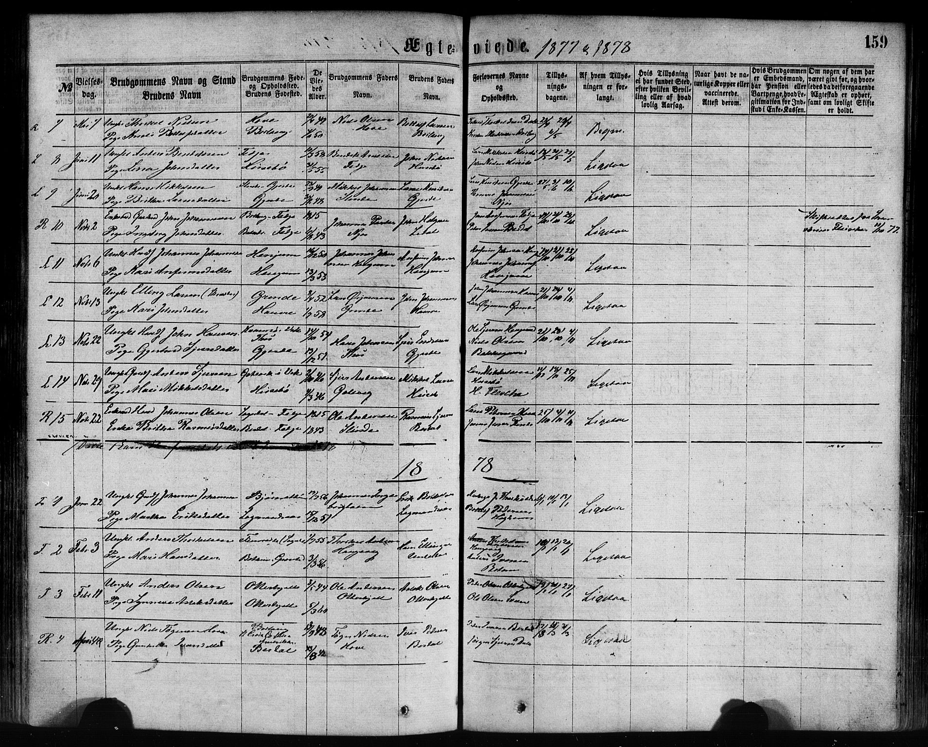 Leikanger sokneprestembete, SAB/A-81001: Parish register (official) no. A 9, 1869-1888, p. 159