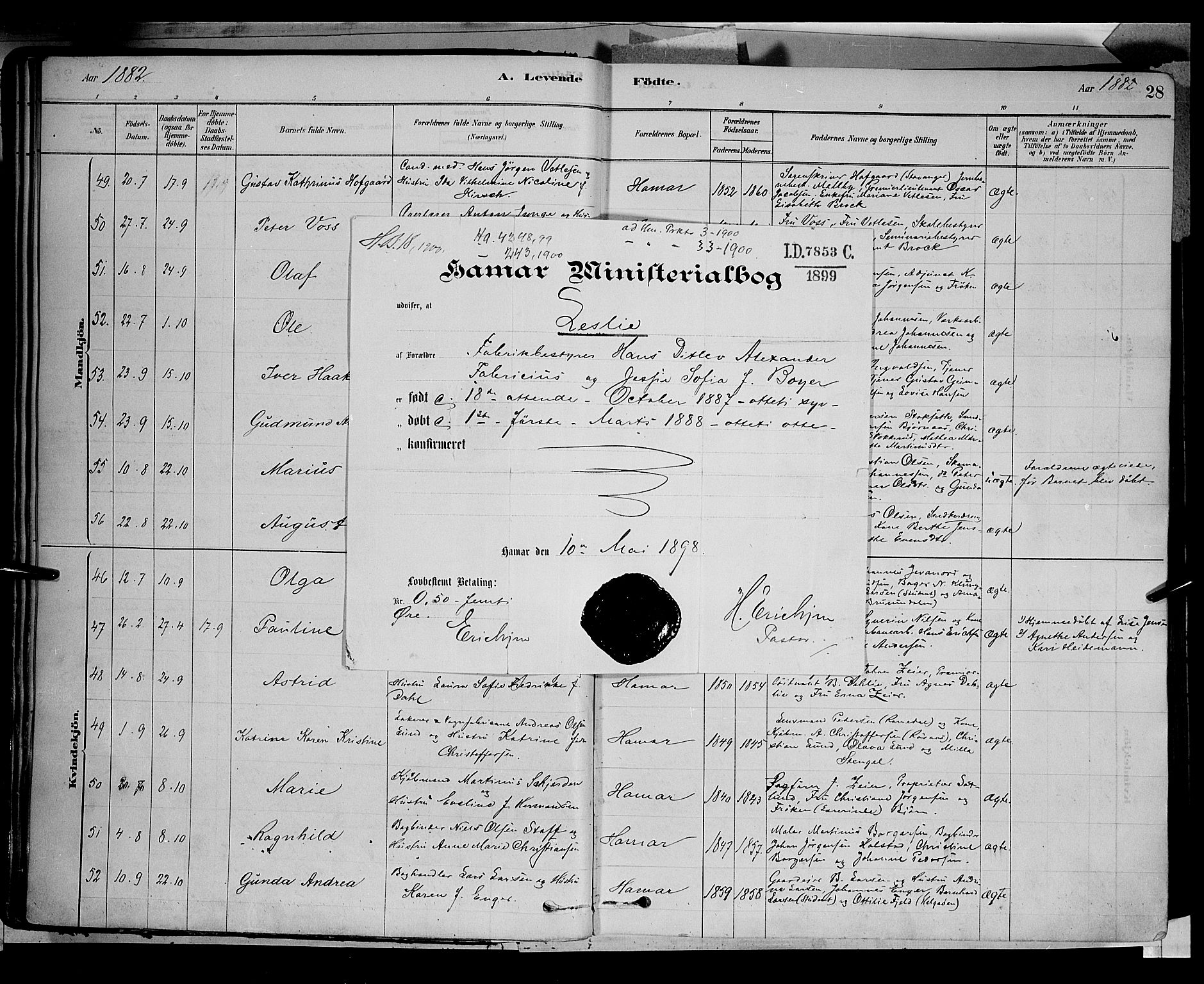 Vang prestekontor, Hedmark, SAH/PREST-008/H/Ha/Haa/L0016: Parish register (official) no. 16, 1878-1889, p. 28