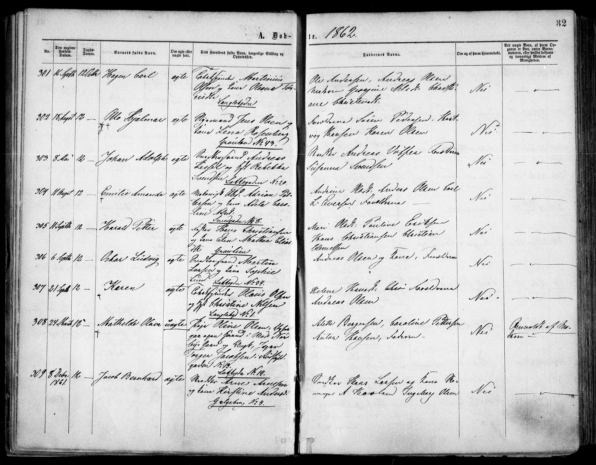 Grønland prestekontor Kirkebøker, SAO/A-10848/F/Fa/L0002: Parish register (official) no. 2, 1862-1868, p. 32