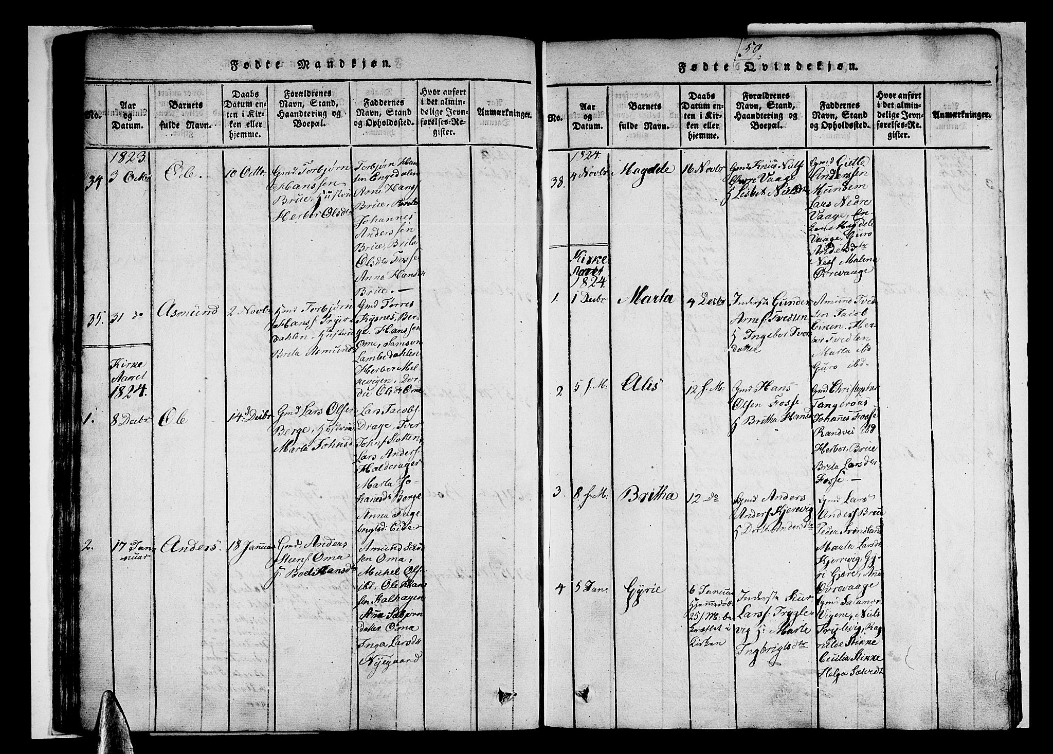 Strandebarm sokneprestembete, AV/SAB-A-78401/H/Haa: Parish register (official) no. A 5, 1816-1826, p. 59