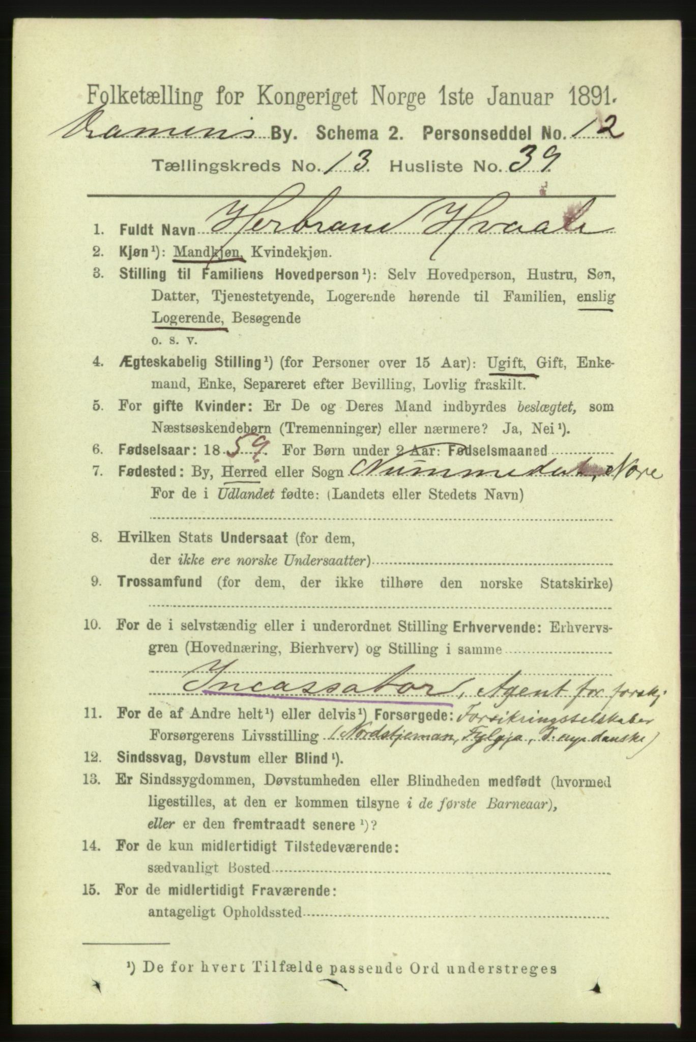 RA, 1891 census for 0602 Drammen, 1891, p. 10049