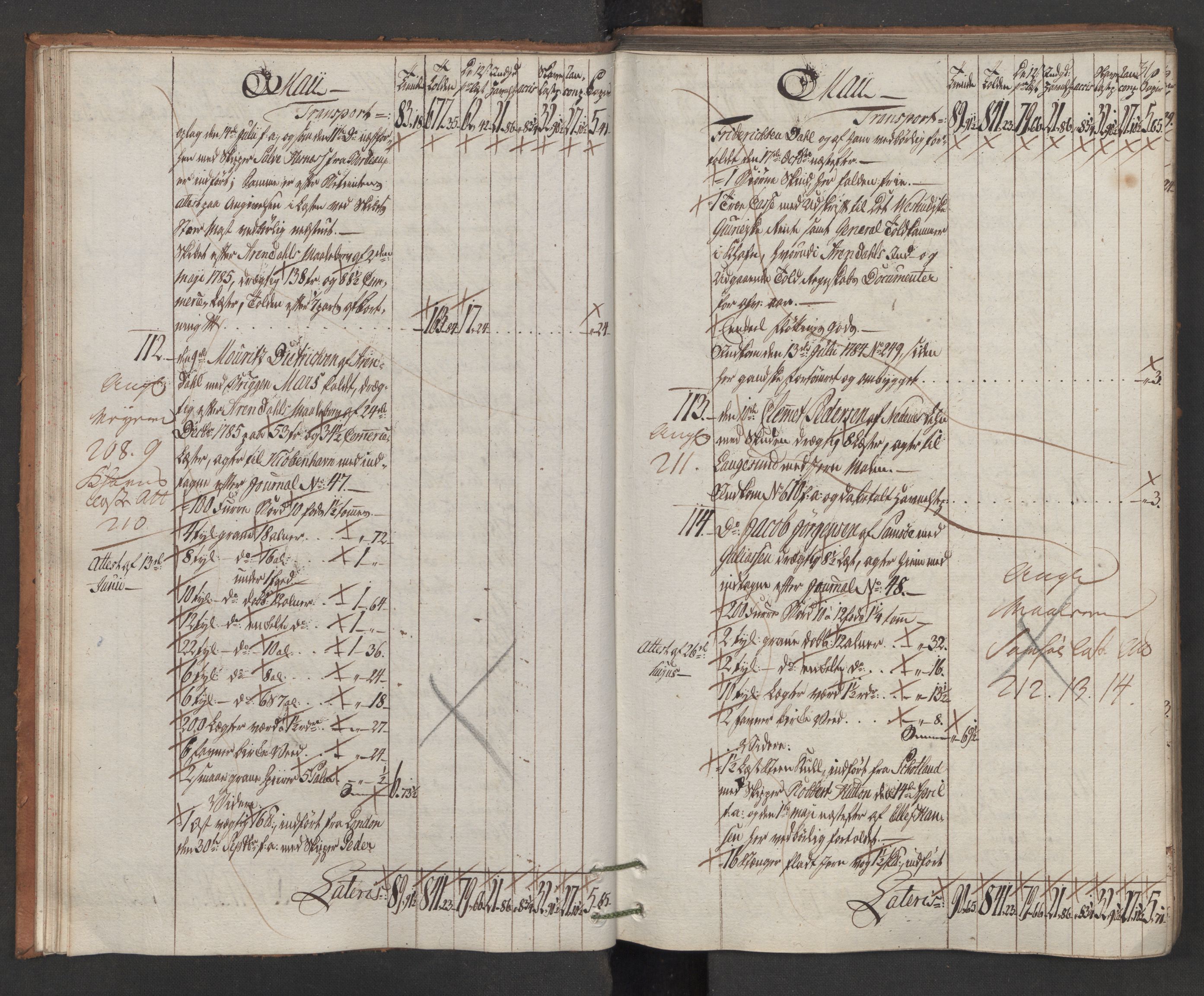 Generaltollkammeret, tollregnskaper, AV/RA-EA-5490/R15/L0105/0002: Tollregnskaper Arendal / Utgående hovedtollbok, 1786, p. 30b-31a