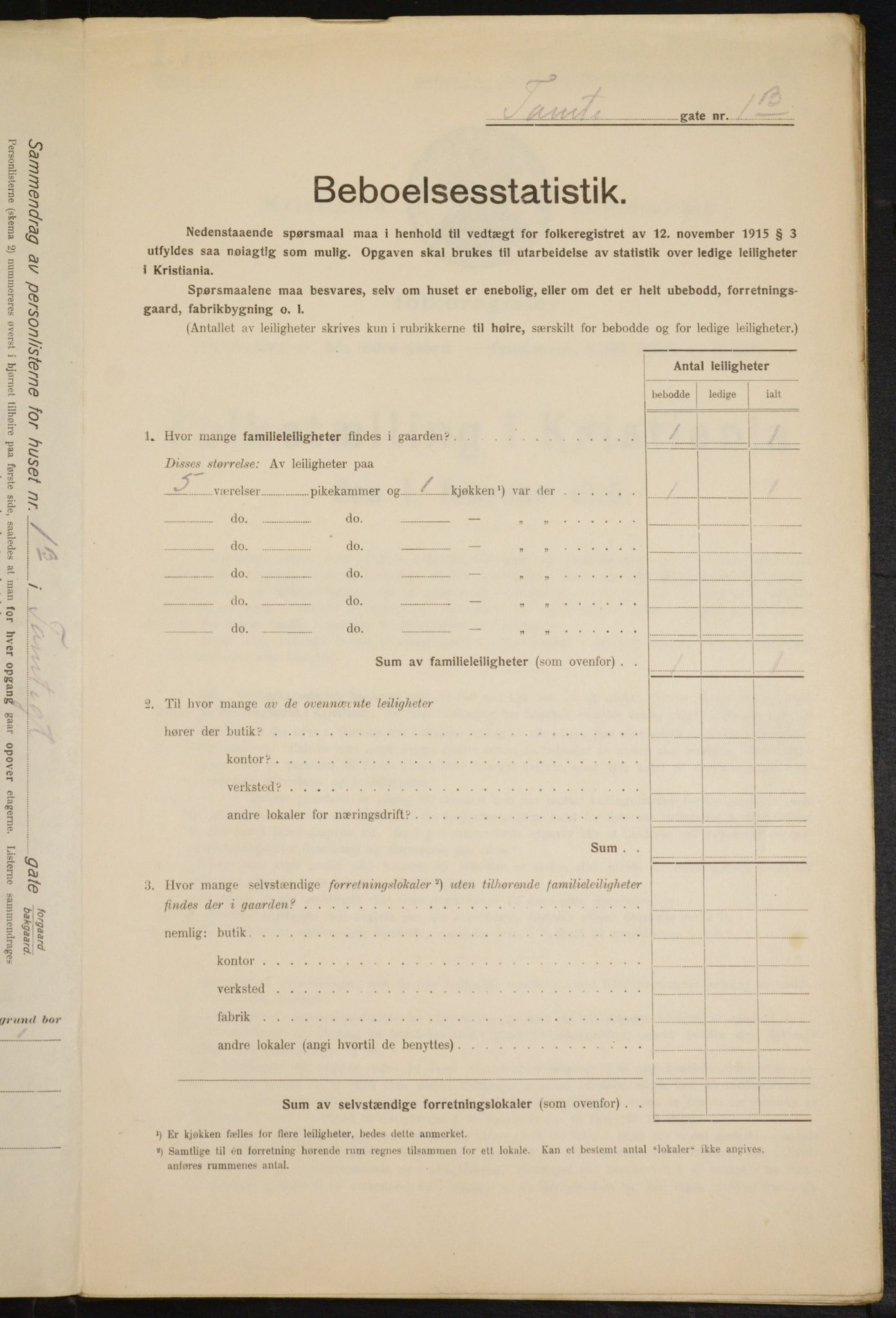 OBA, Municipal Census 1916 for Kristiania, 1916, p. 116649