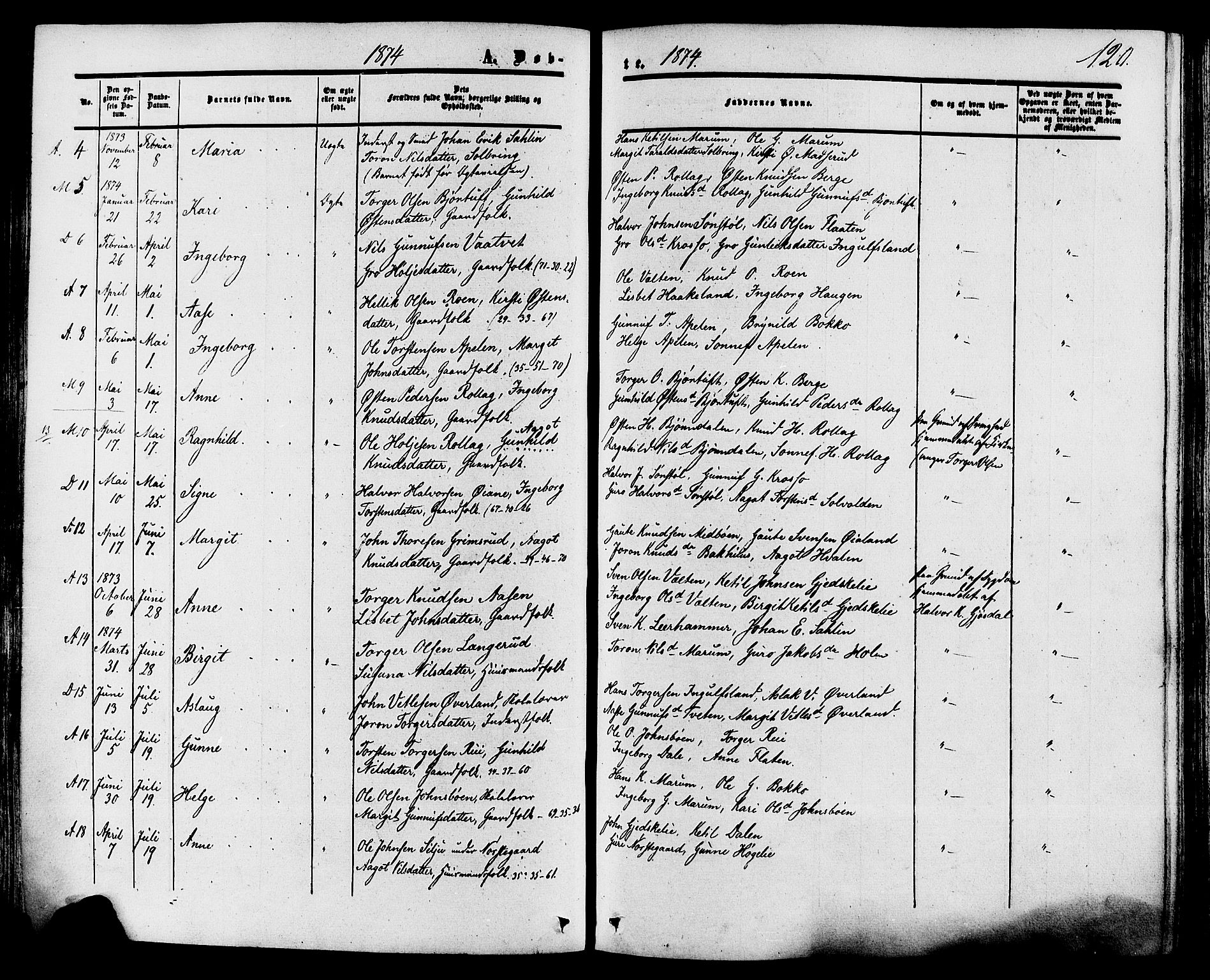 Tinn kirkebøker, SAKO/A-308/F/Fa/L0006: Parish register (official) no. I 6, 1857-1878, p. 120