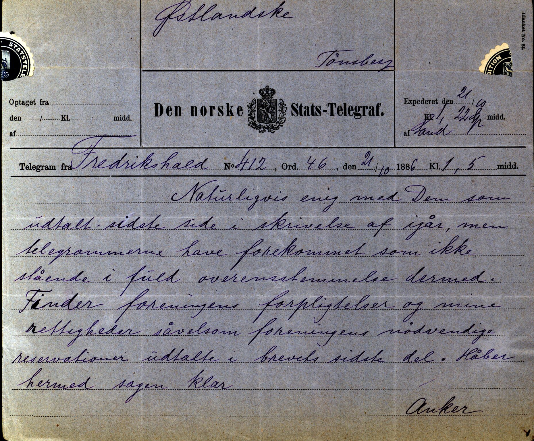 Pa 63 - Østlandske skibsassuranceforening, VEMU/A-1079/G/Ga/L0019/0010: Havaridokumenter / Victoria, Vigor, Cathrine, Brillant, Alvega, Rotvid, 1886, p. 94