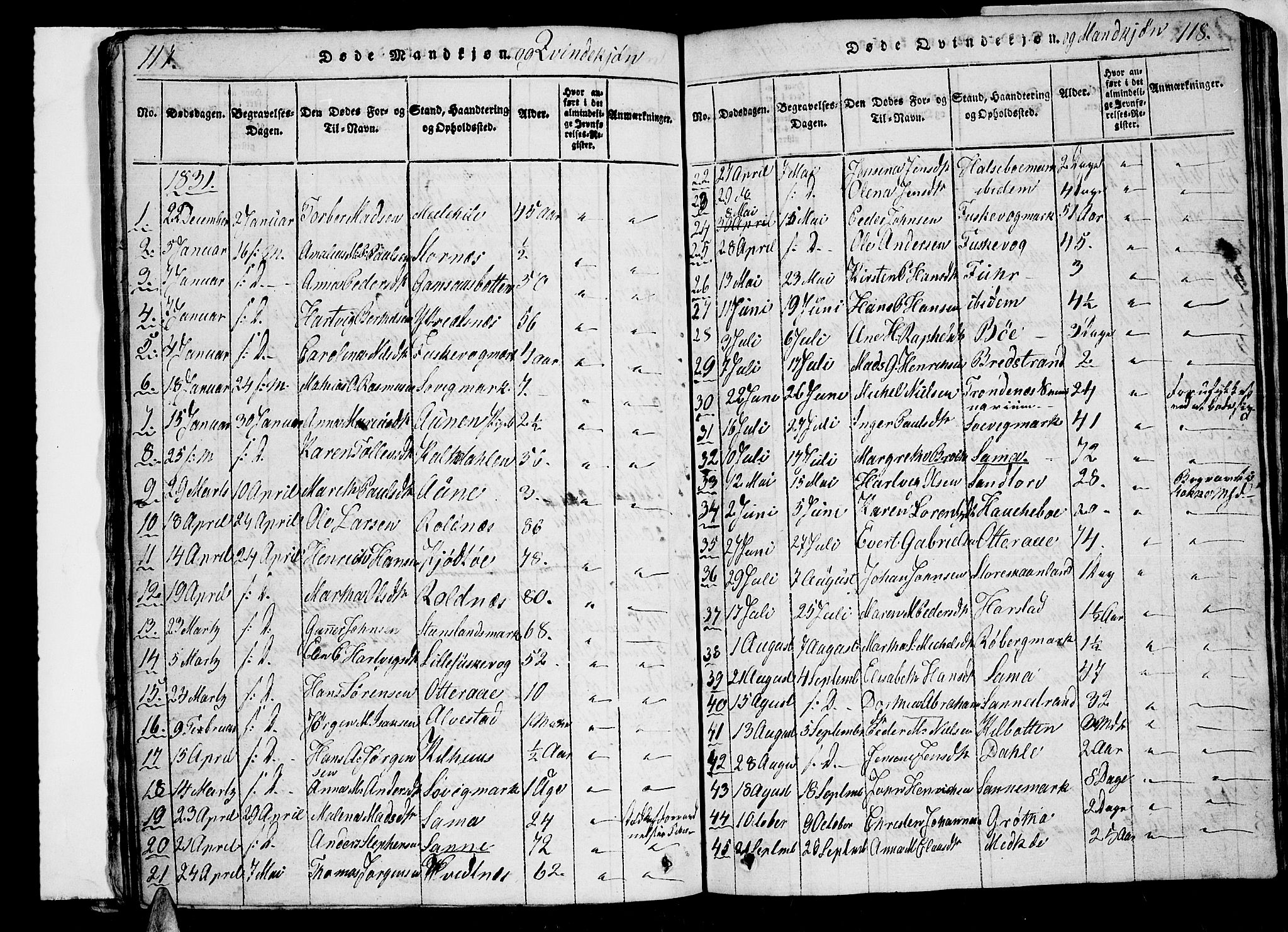 Trondenes sokneprestkontor, SATØ/S-1319/H/Hb/L0003klokker: Parish register (copy) no. 3, 1820-1834, p. 217-218