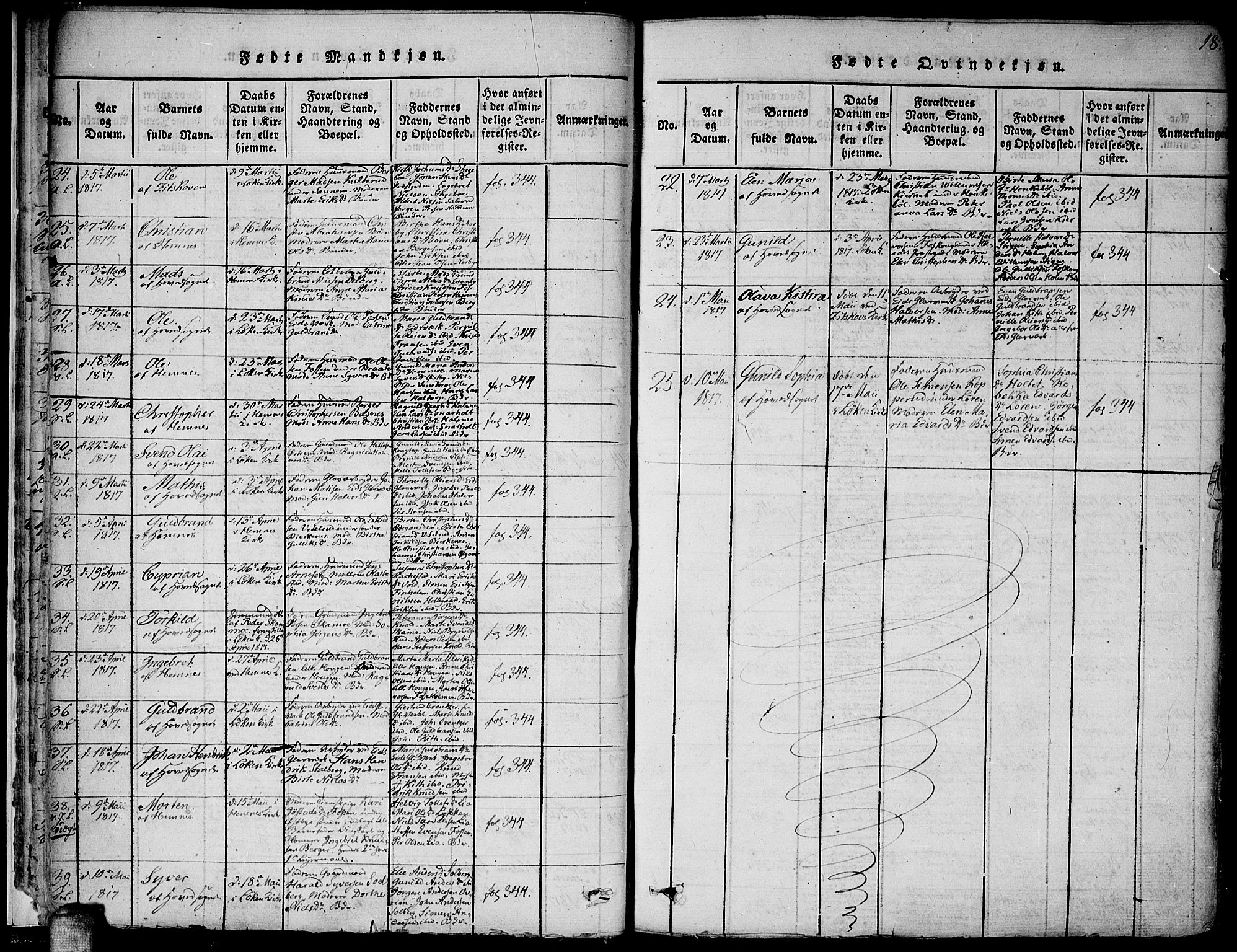 Høland prestekontor Kirkebøker, AV/SAO-A-10346a/F/Fa/L0007: Parish register (official) no. I 7, 1814-1827, p. 18