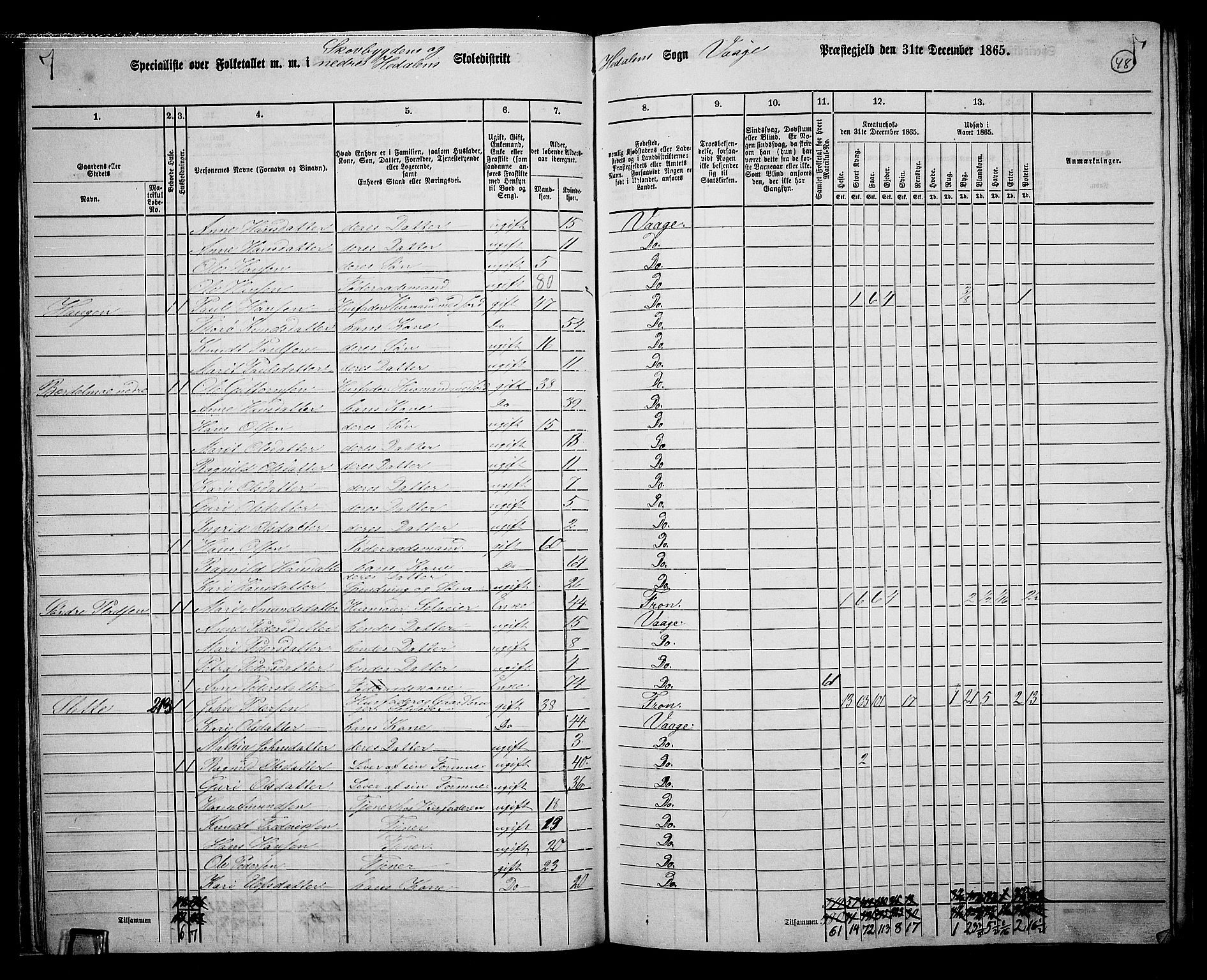 RA, 1865 census for Vågå, 1865, p. 214