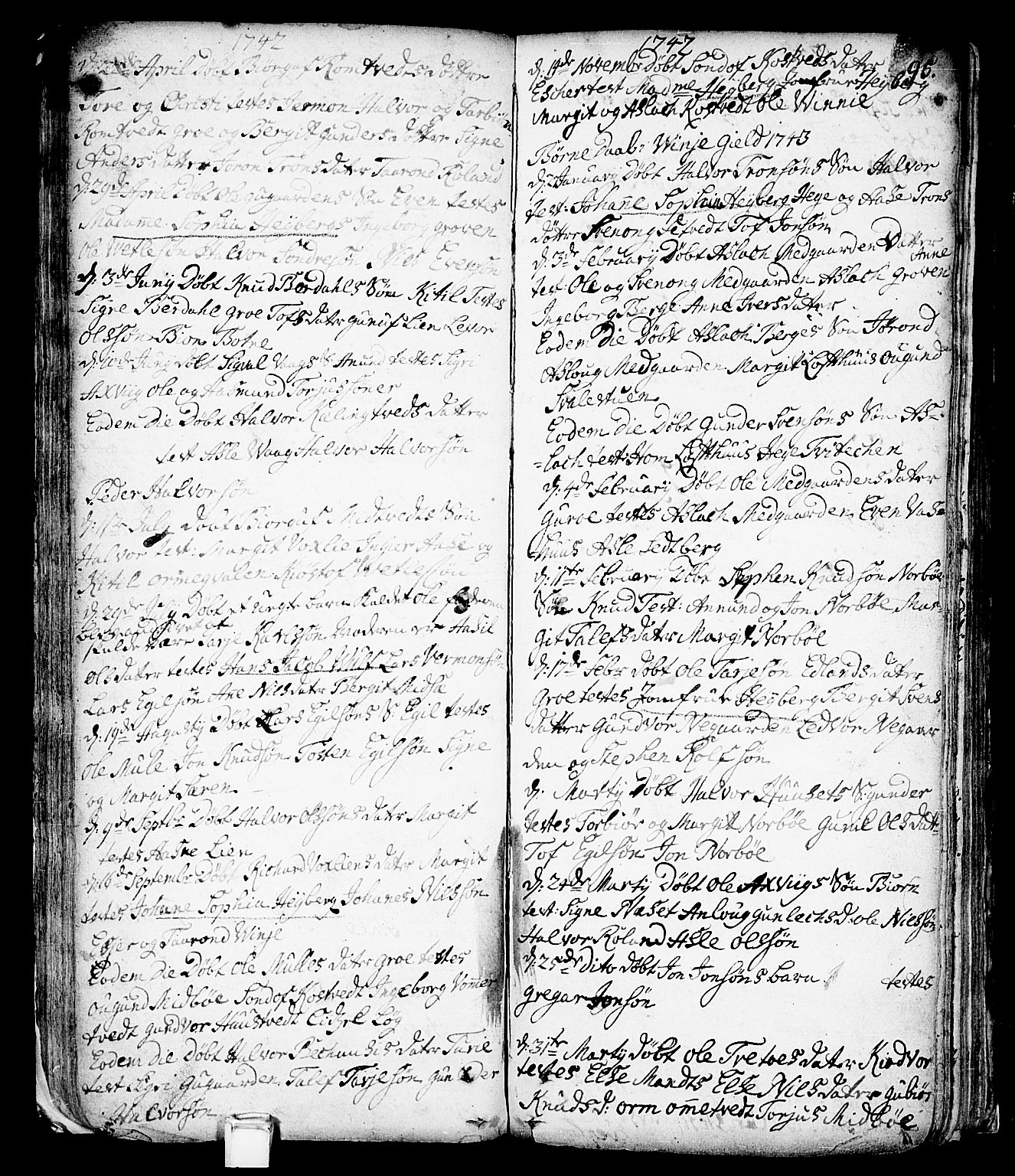 Vinje kirkebøker, SAKO/A-312/F/Fa/L0001: Parish register (official) no. I 1, 1717-1766, p. 95