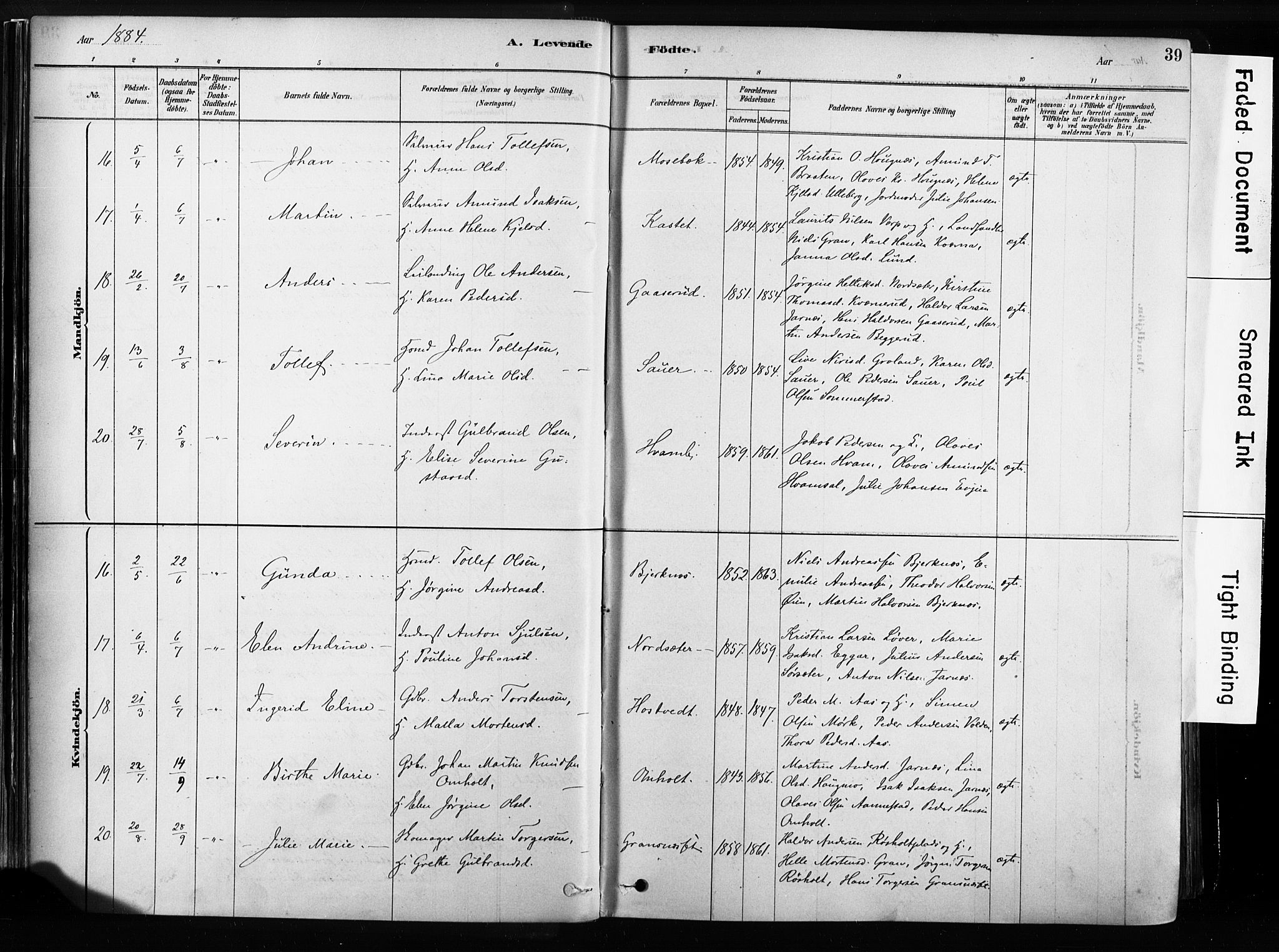 Sandsvær kirkebøker, AV/SAKO-A-244/F/Fb/L0001: Parish register (official) no. II 1, 1878-1906, p. 39