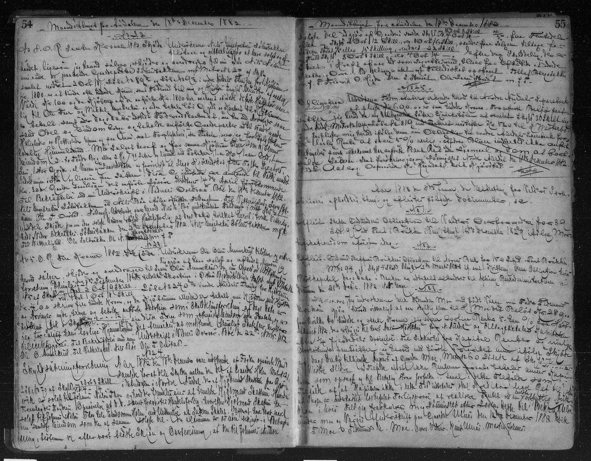 Valdres sorenskriveri, AV/SAH-TING-016/H/Hb/Hba/L0017: Mortgage book no. 17, 1882-1886, p. 54-55