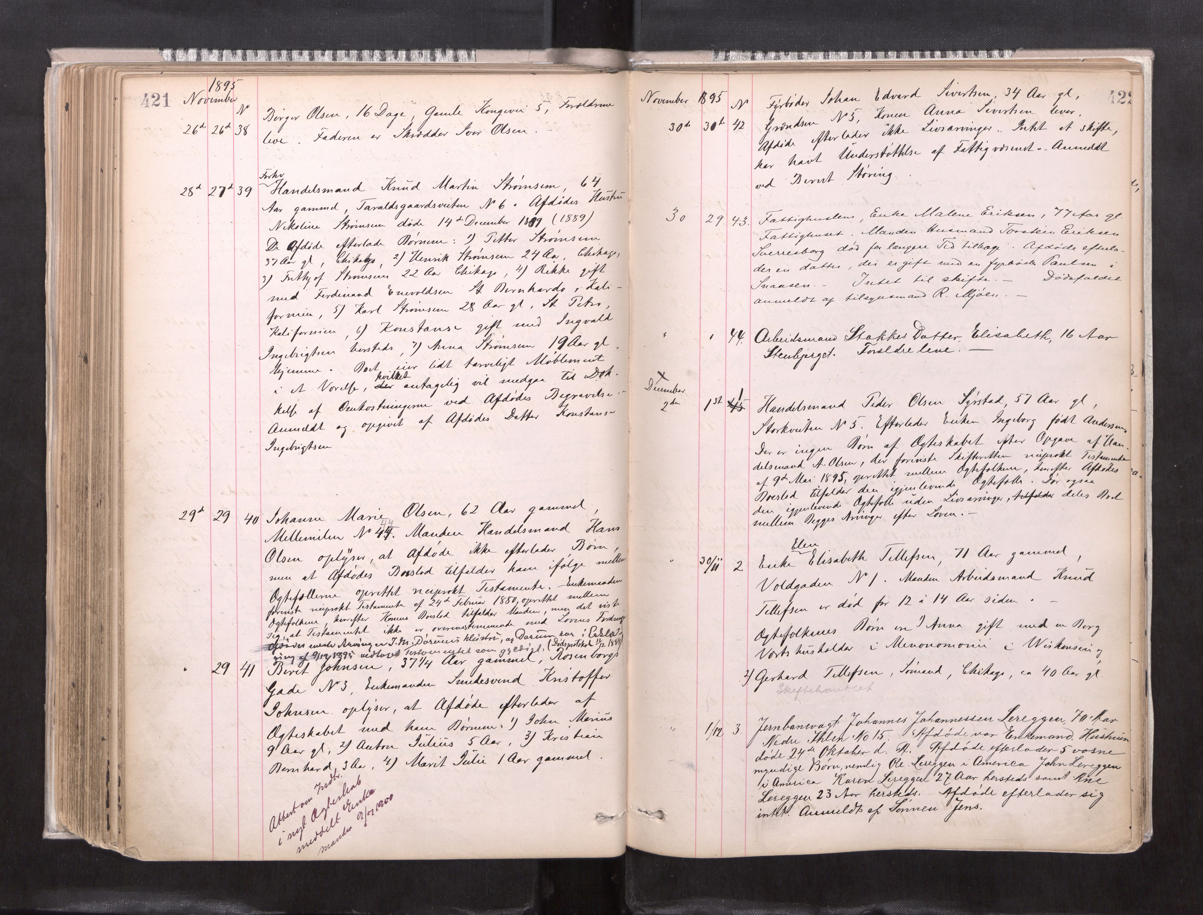 Trondheim byfogd, AV/SAT-A-0003/1/3/3L/L0004: Dødsanmeldelsesprotokoll, 1891-1897, p. 421-422