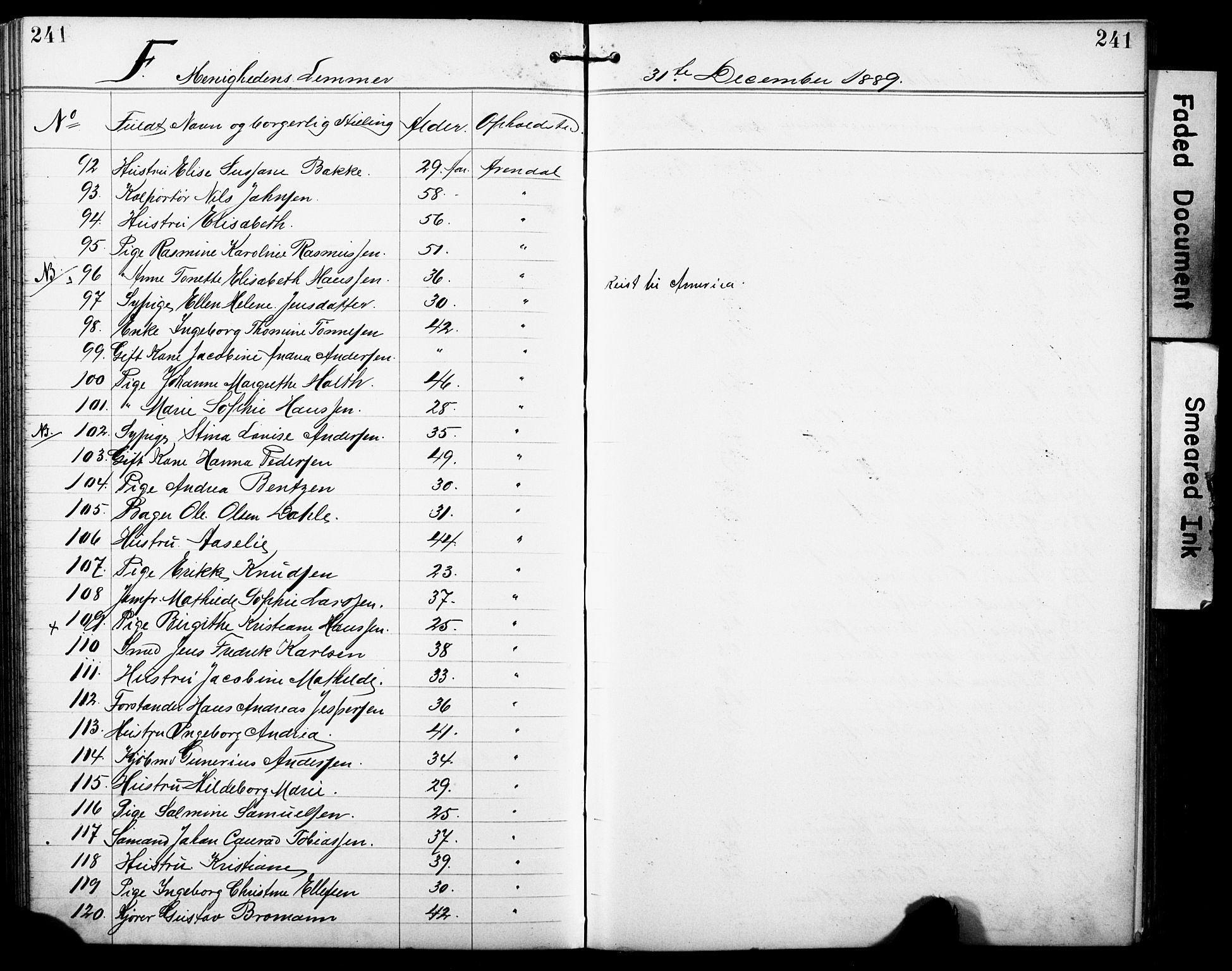 Den evangelisk-lutherske frimenighet, Arendal, AV/SAK-1292-0005/F/Fa/L0002: Dissenter register no. F 6, 1884-1908, p. 241