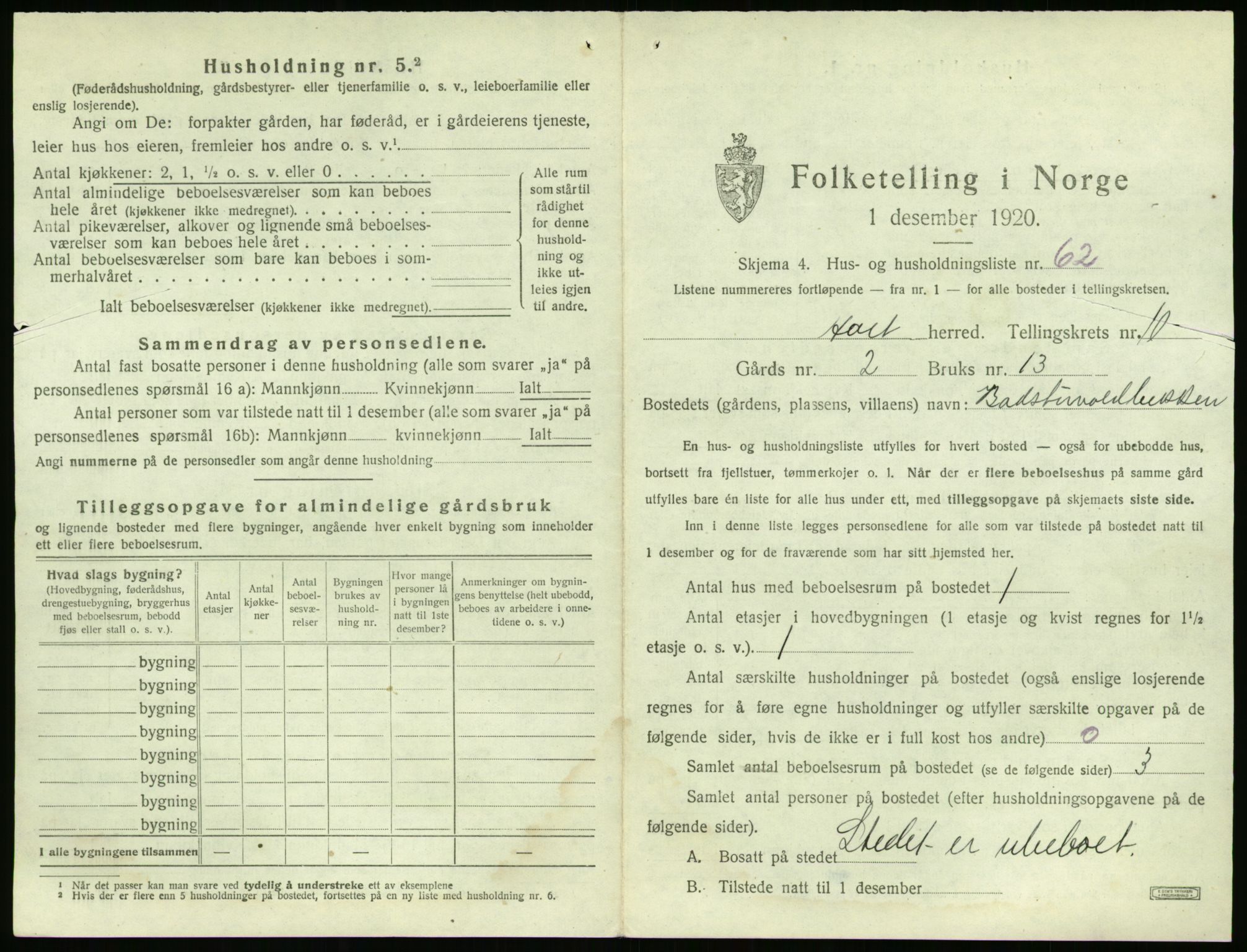 SAK, 1920 census for Holt, 1920, p. 1026