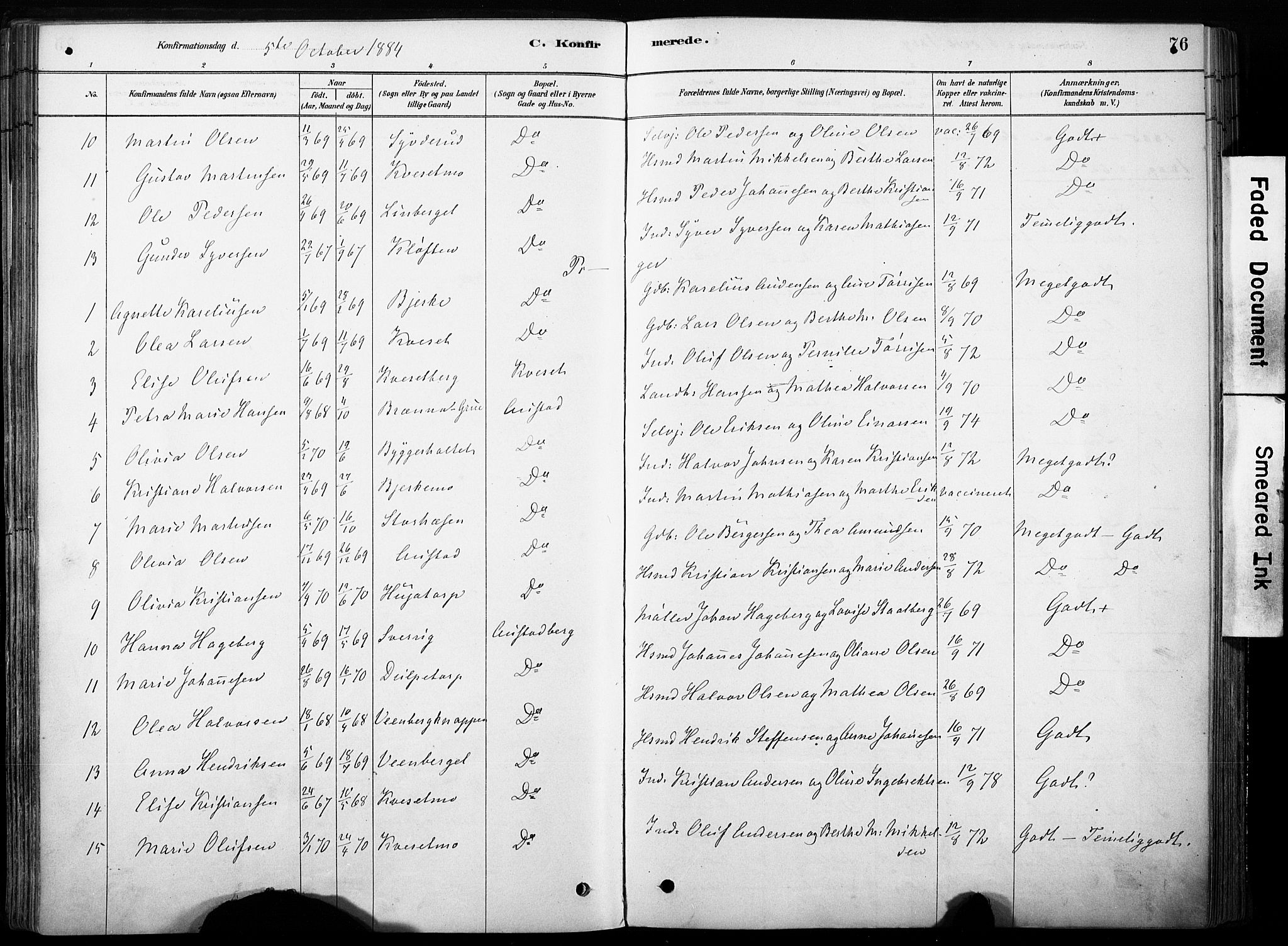 Hof prestekontor, AV/SAH-PREST-038/H/Ha/Haa/L0011: Parish register (official) no. 11, 1879-1911, p. 76