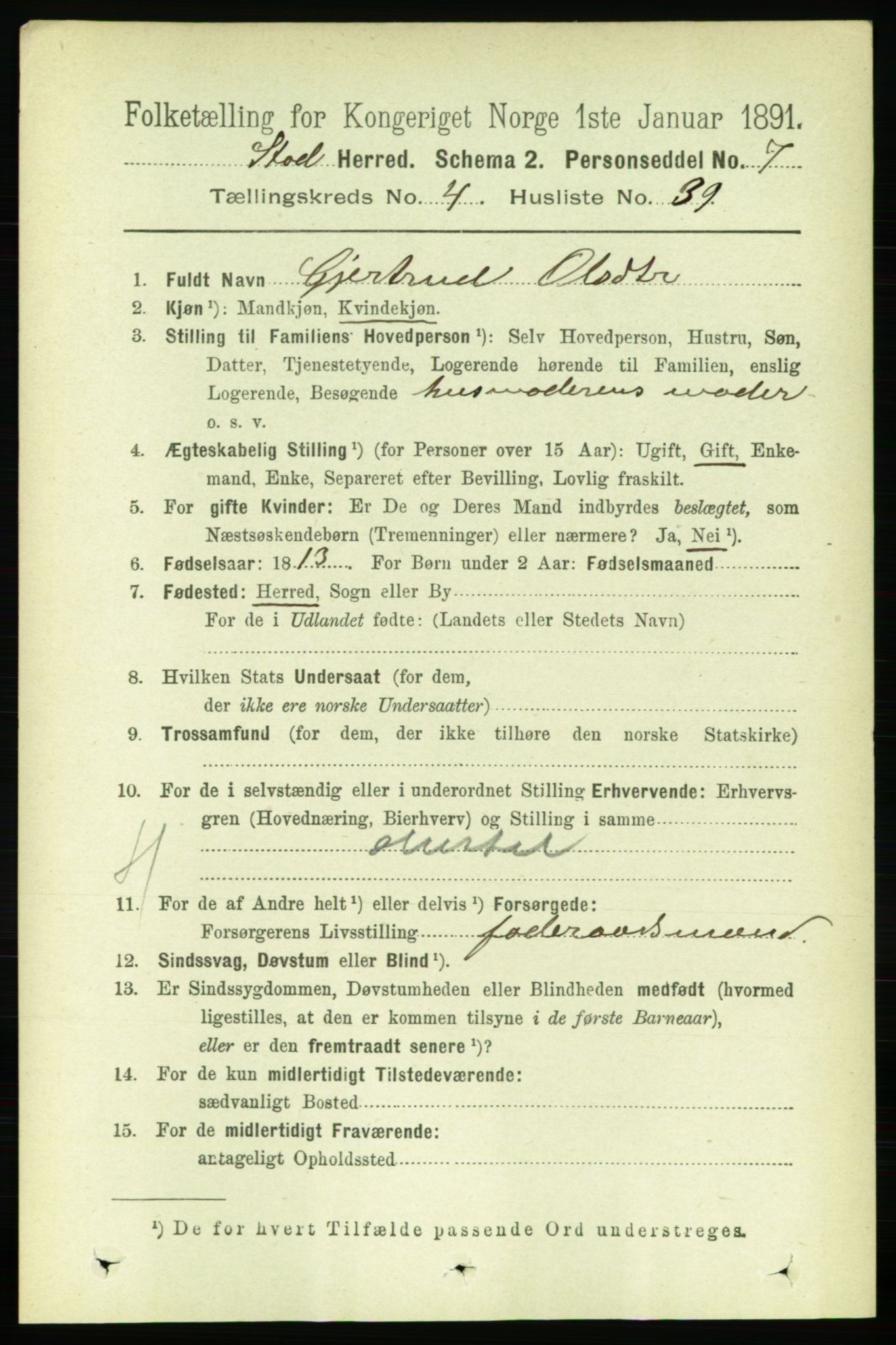 RA, 1891 census for 1734 Stod, 1891, p. 1975