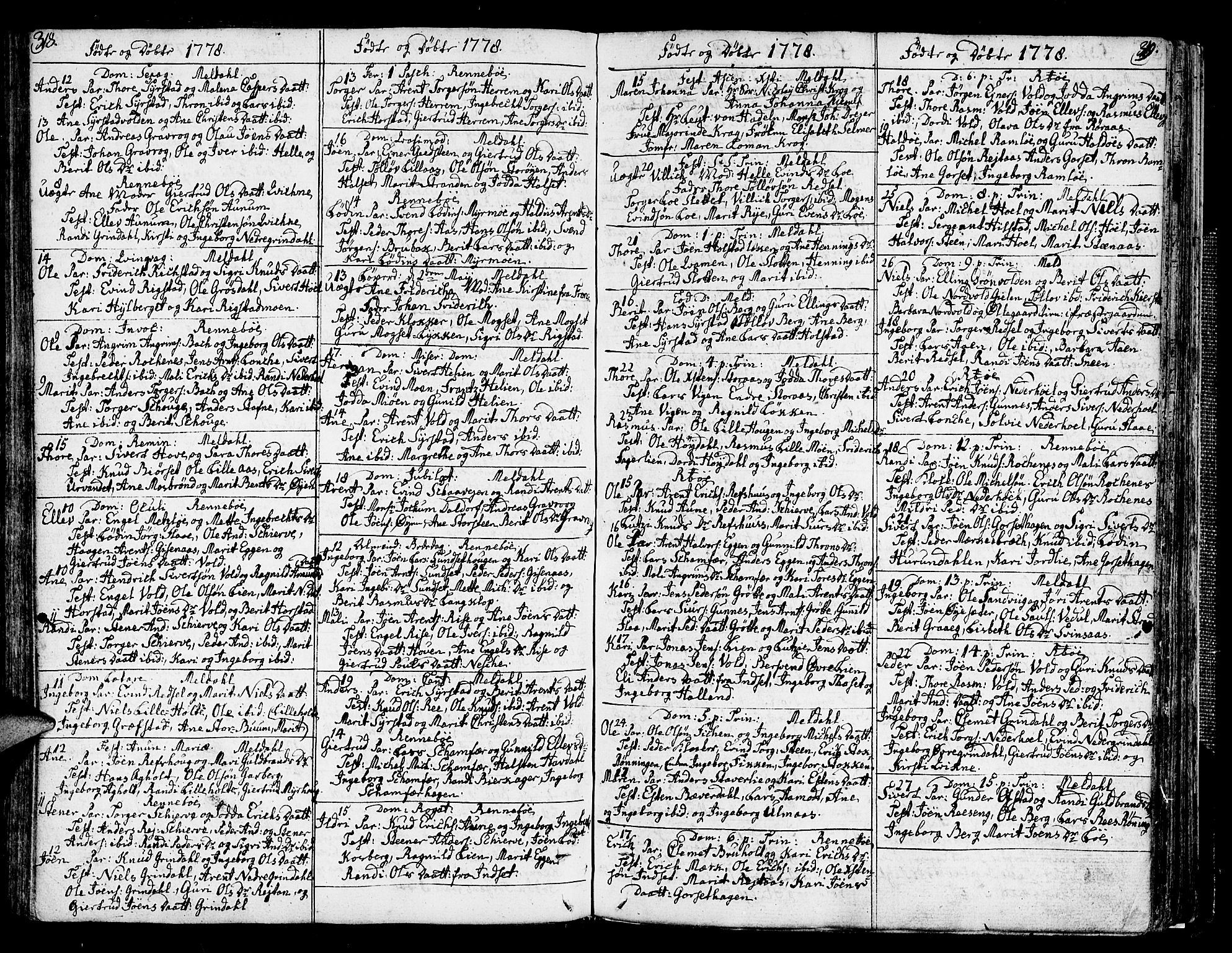 Ministerialprotokoller, klokkerbøker og fødselsregistre - Sør-Trøndelag, SAT/A-1456/672/L0852: Parish register (official) no. 672A05, 1776-1815, p. 318-319