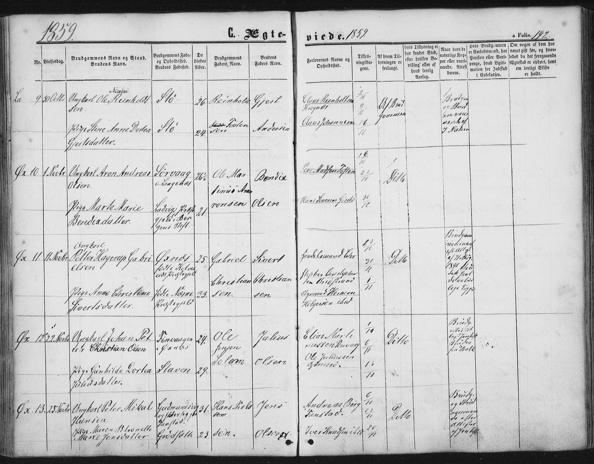 Ministerialprotokoller, klokkerbøker og fødselsregistre - Nordland, SAT/A-1459/893/L1333: Parish register (official) no. 893A06, 1858-1866, p. 192